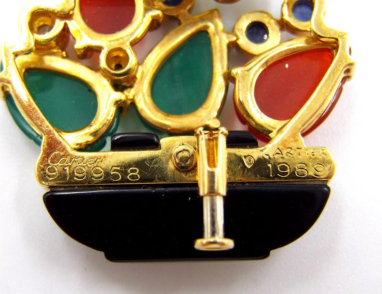 Cartier Tutti Frutti Multi Gemstone 18K Yellow Gold Diamond Brooch Pin ...