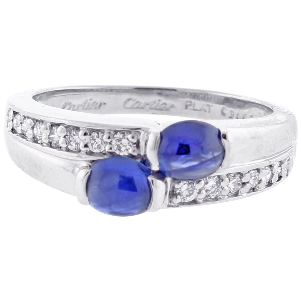 Cartier Twin Cabochon Sapphire and Diamond Ring