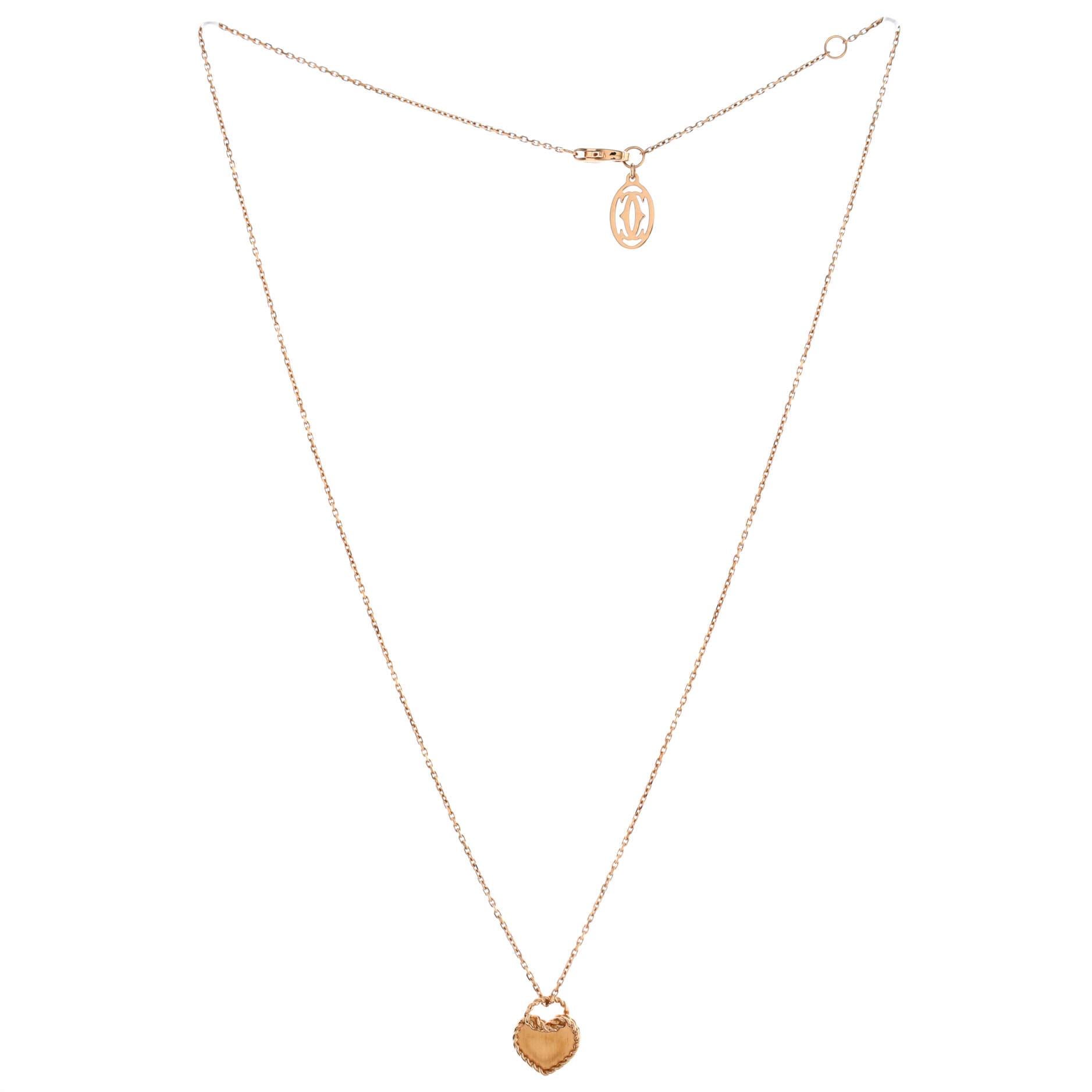 Cartier Twist Heart Pendant Necklace 18k Rose Gold In Good Condition In New York, NY