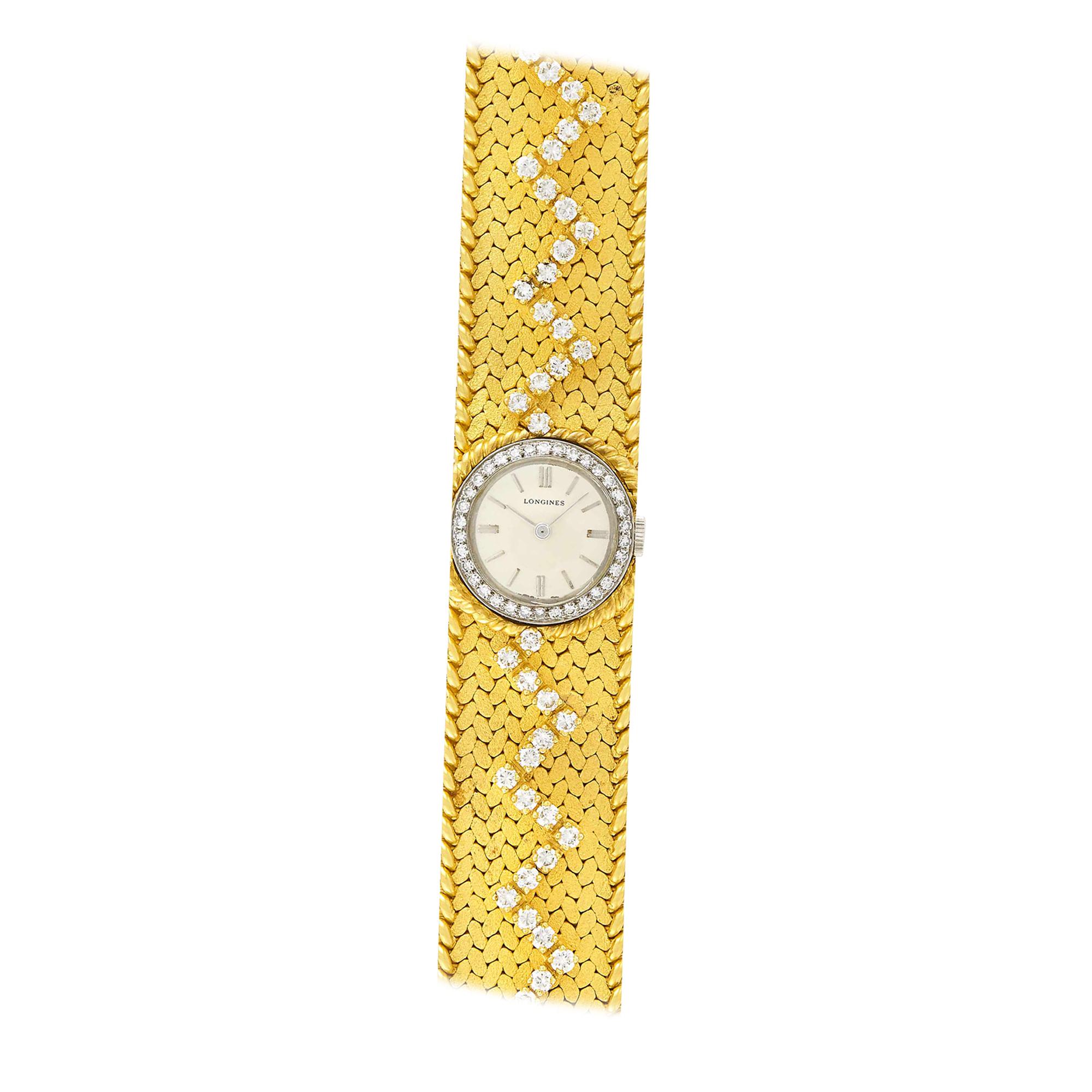 Cartier, Two-Color Gold and Diamond Bracelet Watch, Longines