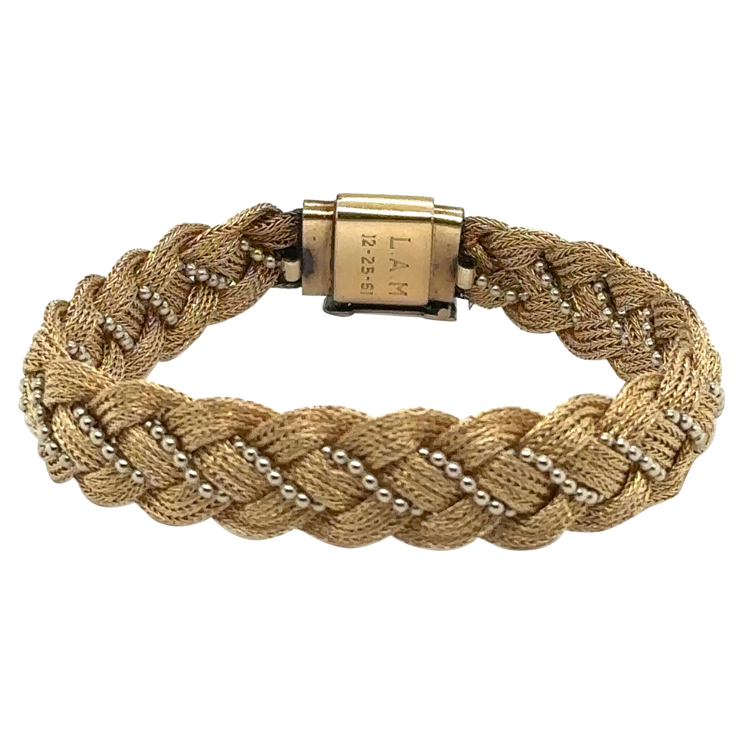 Cartier Zwei-Farben-Gold geflochtene Armband 1960er Jahre mit Original-Box