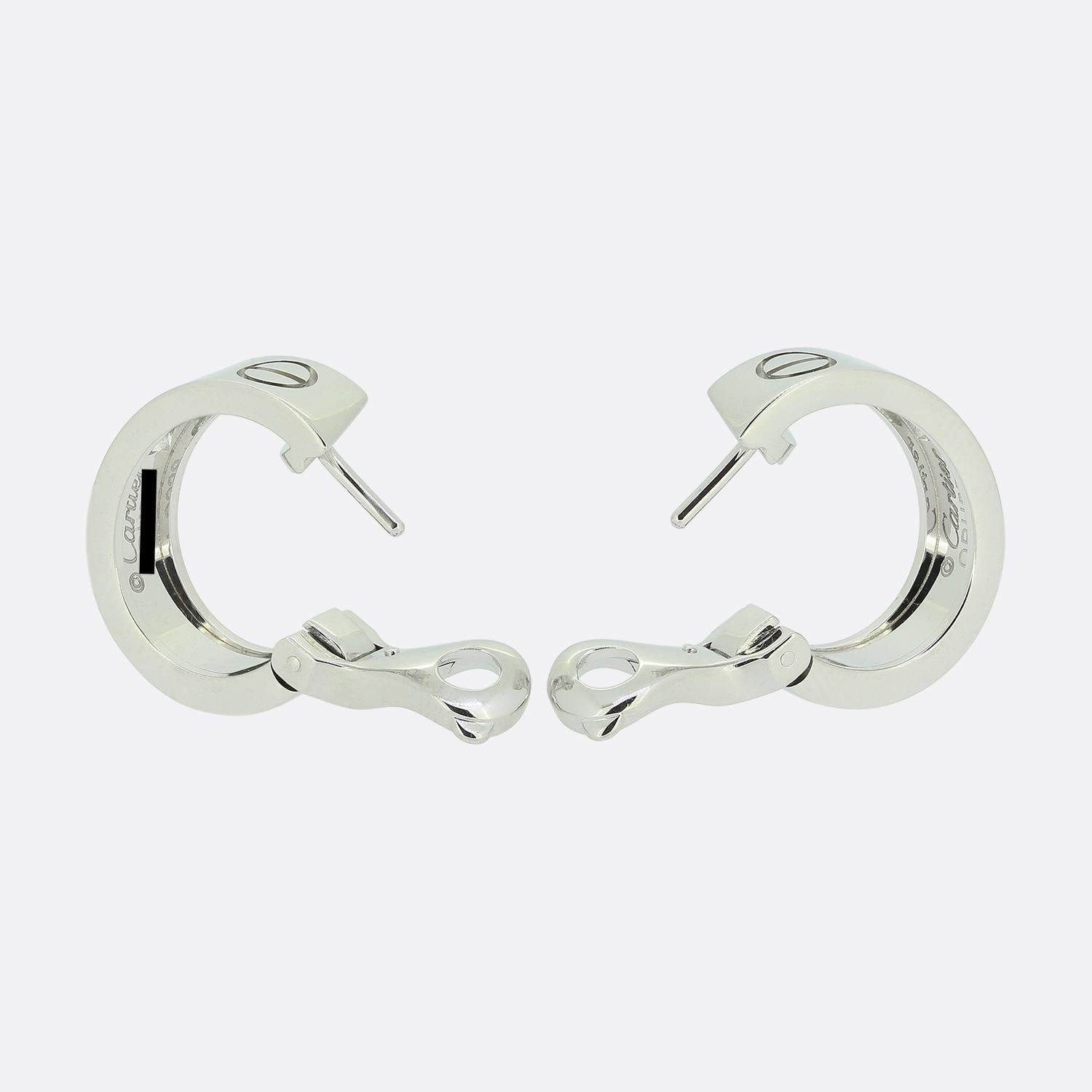 Cartier Two Diamond Classic Model LOVE Hoop Earrings In Excellent Condition For Sale In London, GB