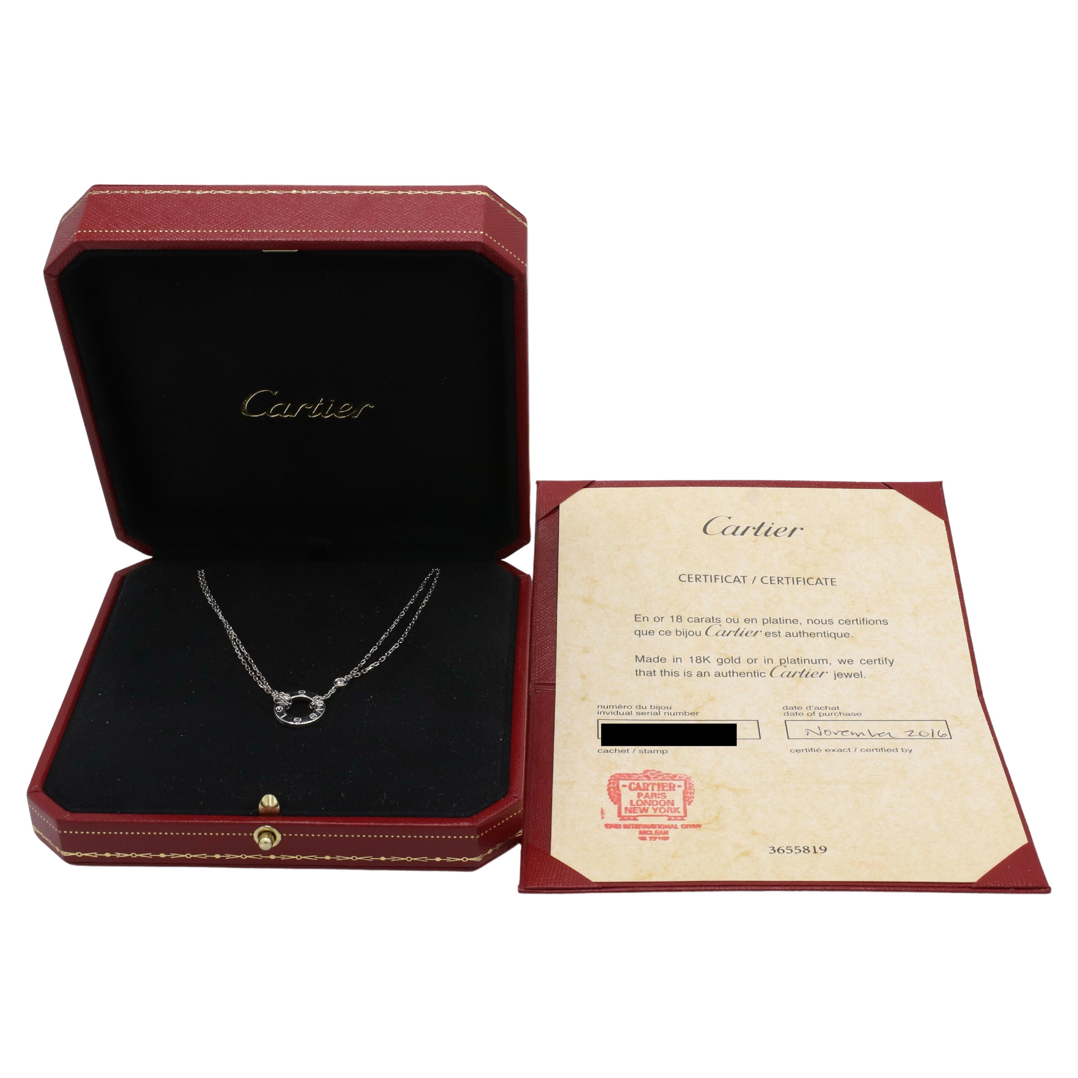 cartier love necklace two diamonds