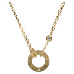 Cartier Two Diamond Love Necklace 18 Karat Yellow Gold 