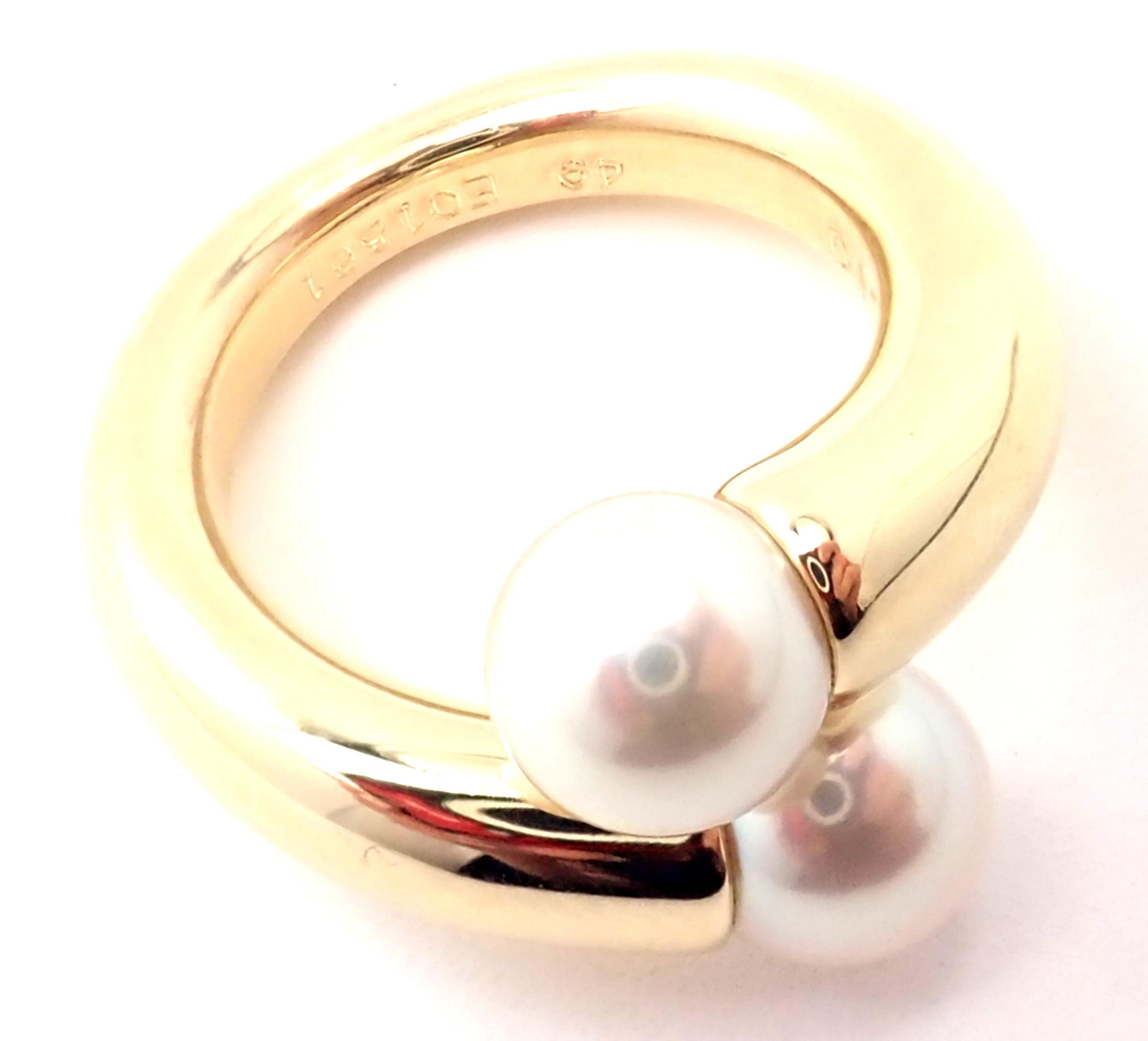 Cartier Two Pearls Bypass Yellow Gold Band Ring 4