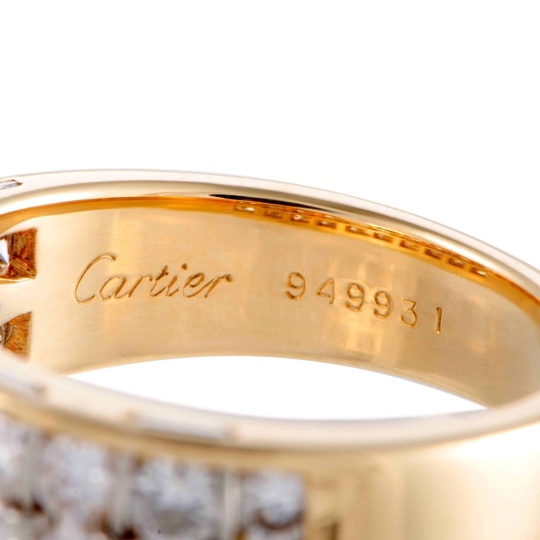 Women's Cartier Two-Row Diamond Gold Band Ring