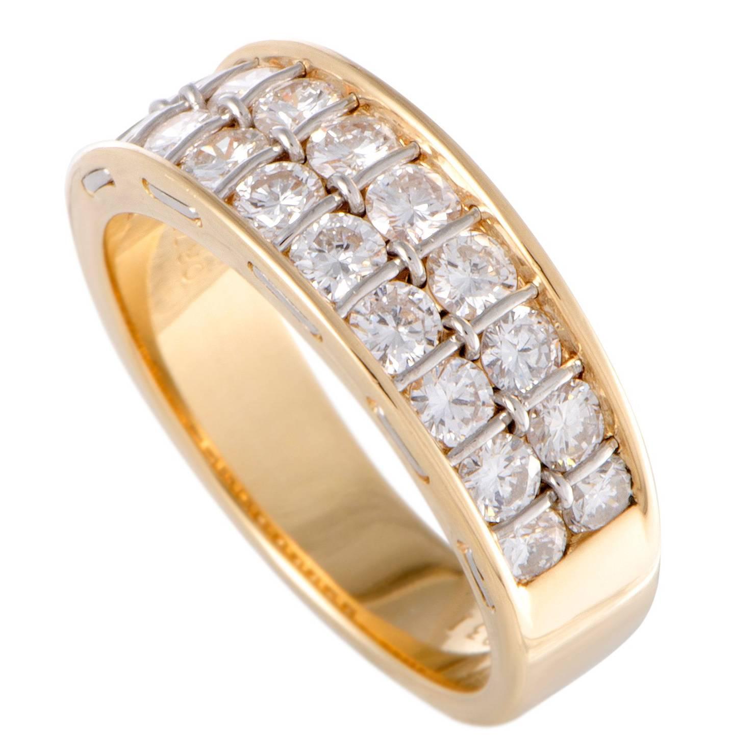 Cartier Two-Row Diamond Gold Band Ring