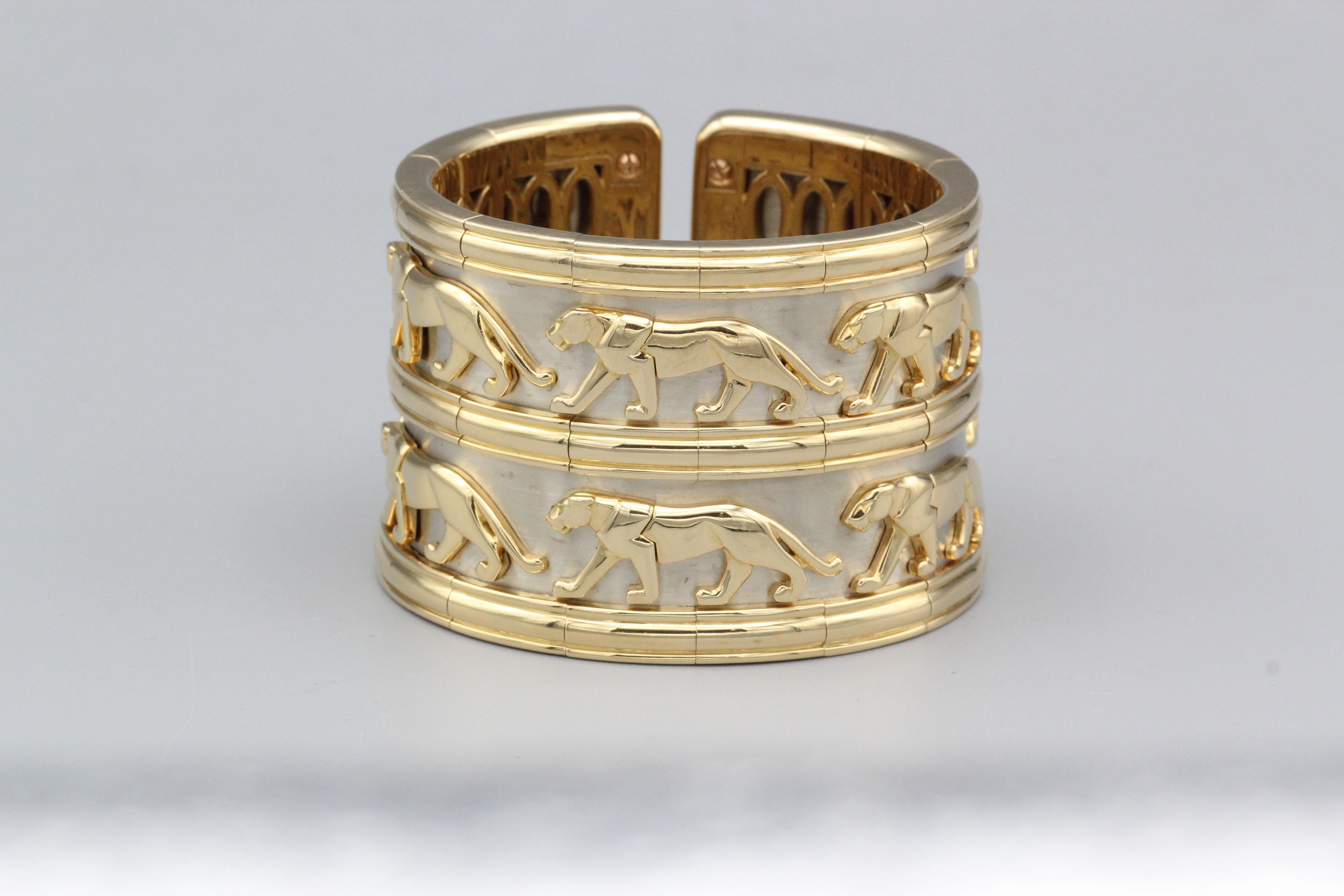 Impressive 18K white and yellow gold cuff bracelet from the 