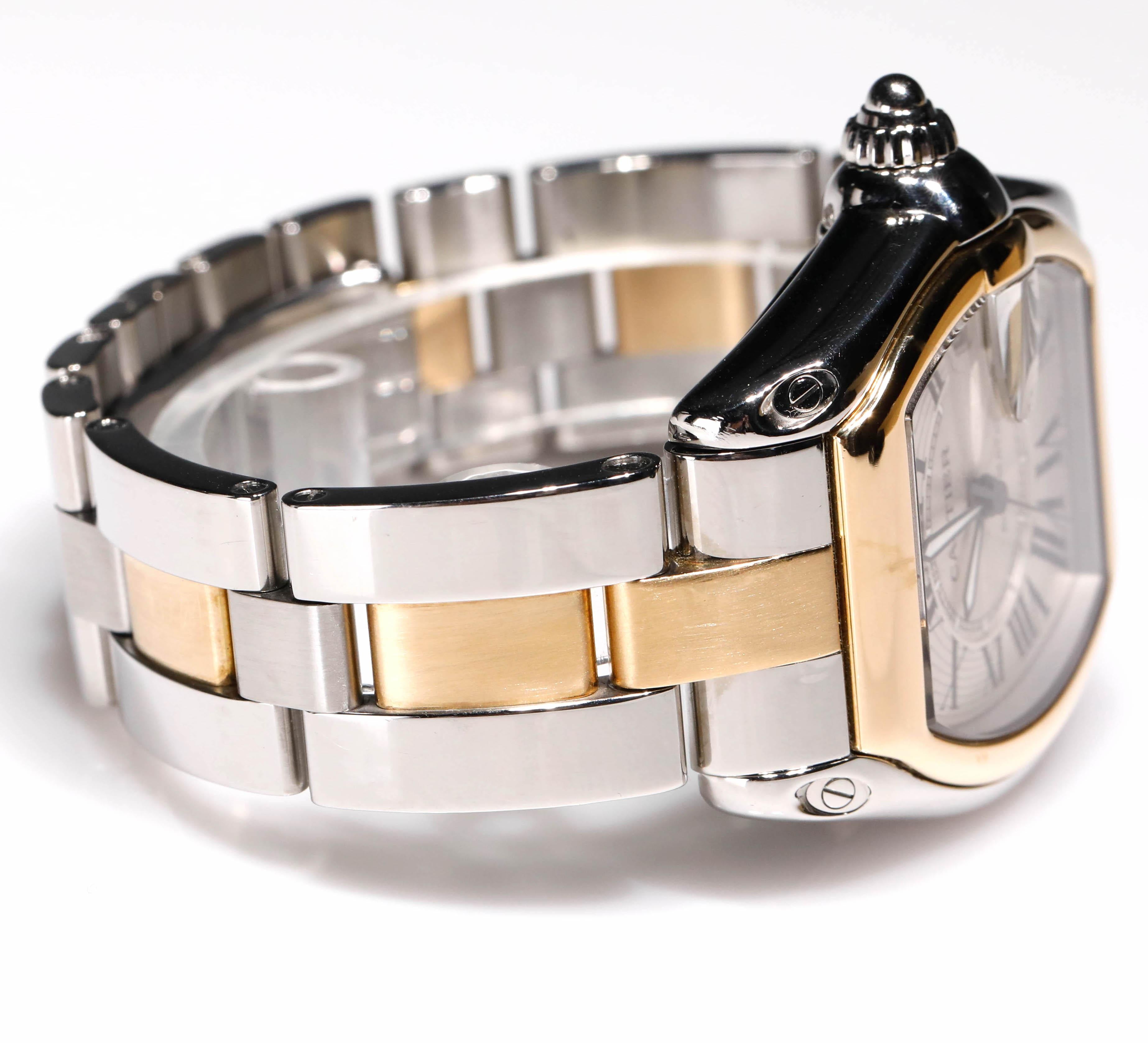 Cartier: 18 Karat Gold und Edelstahl Roadster Große Herrenuhr 2510, zweifarbig im Zustand „Hervorragend“ im Angebot in New York, NY