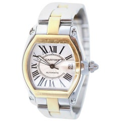 Cartier Two-Tone 18 Karat Gold and Stainless Roadster Large Size Watch 2510