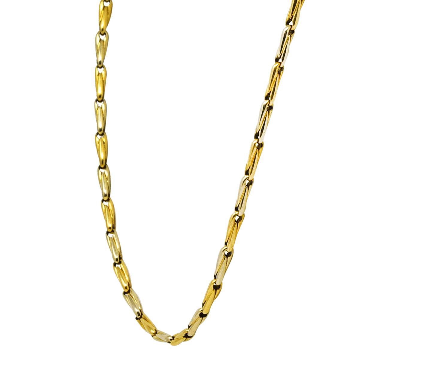 Cartier Zweifarbige Vintage-Halskette aus 18 Karat Gold mit Gliedern von Cartier im Zustand „Hervorragend�“ in Philadelphia, PA