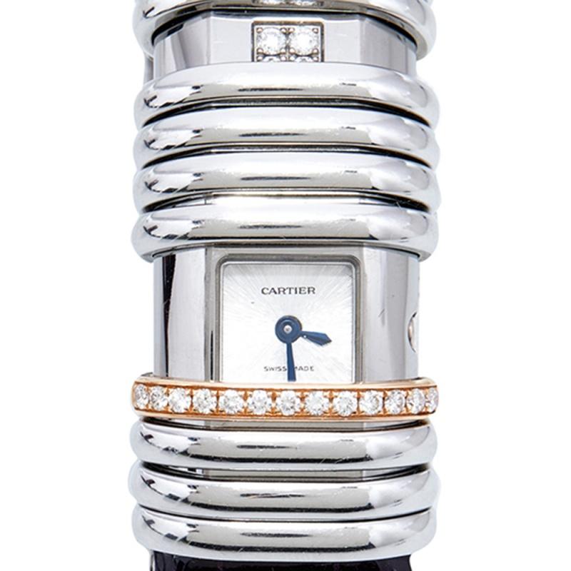 Cartier Two-Tone 18K Gold Diamond Leather Declaration Women's Wristwatch 16 mm 1