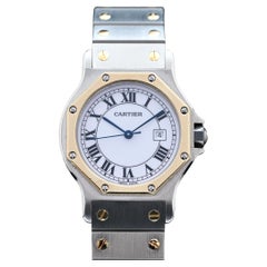 Cartier Zwei-Ton 18K YG & Edelstahl Santos Octagon Automatik 2966 w/Papier