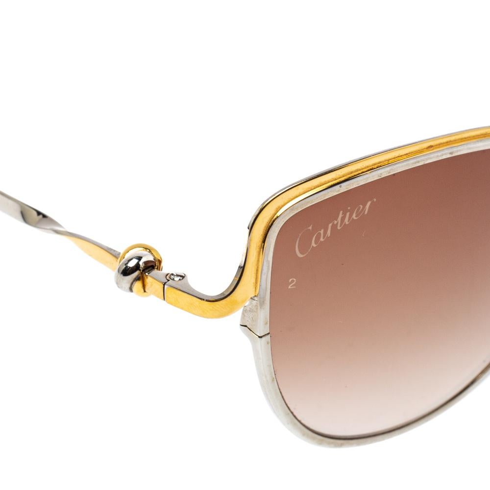 Beige Cartier Two Tone / Brown Gradient CT0089S Trinity de Cartier Cateye Sunglasses