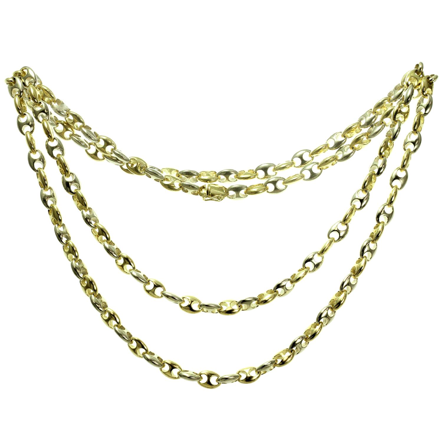 Cartier Two-Tone Gold Mariner Link Long Chain Unisex Necklace