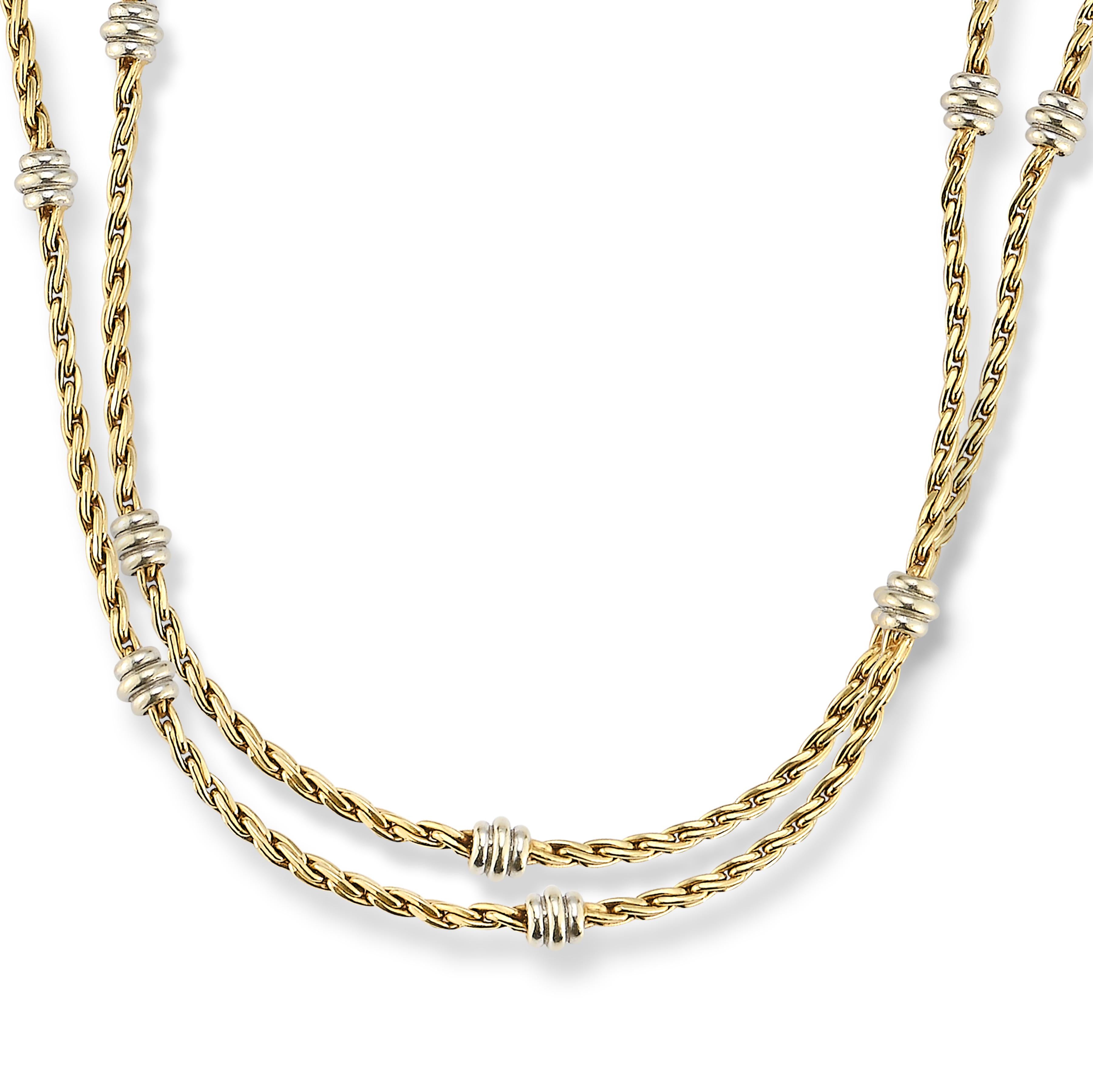 Women's or Men's Cartier Two Tone Gold Necklace For Sale