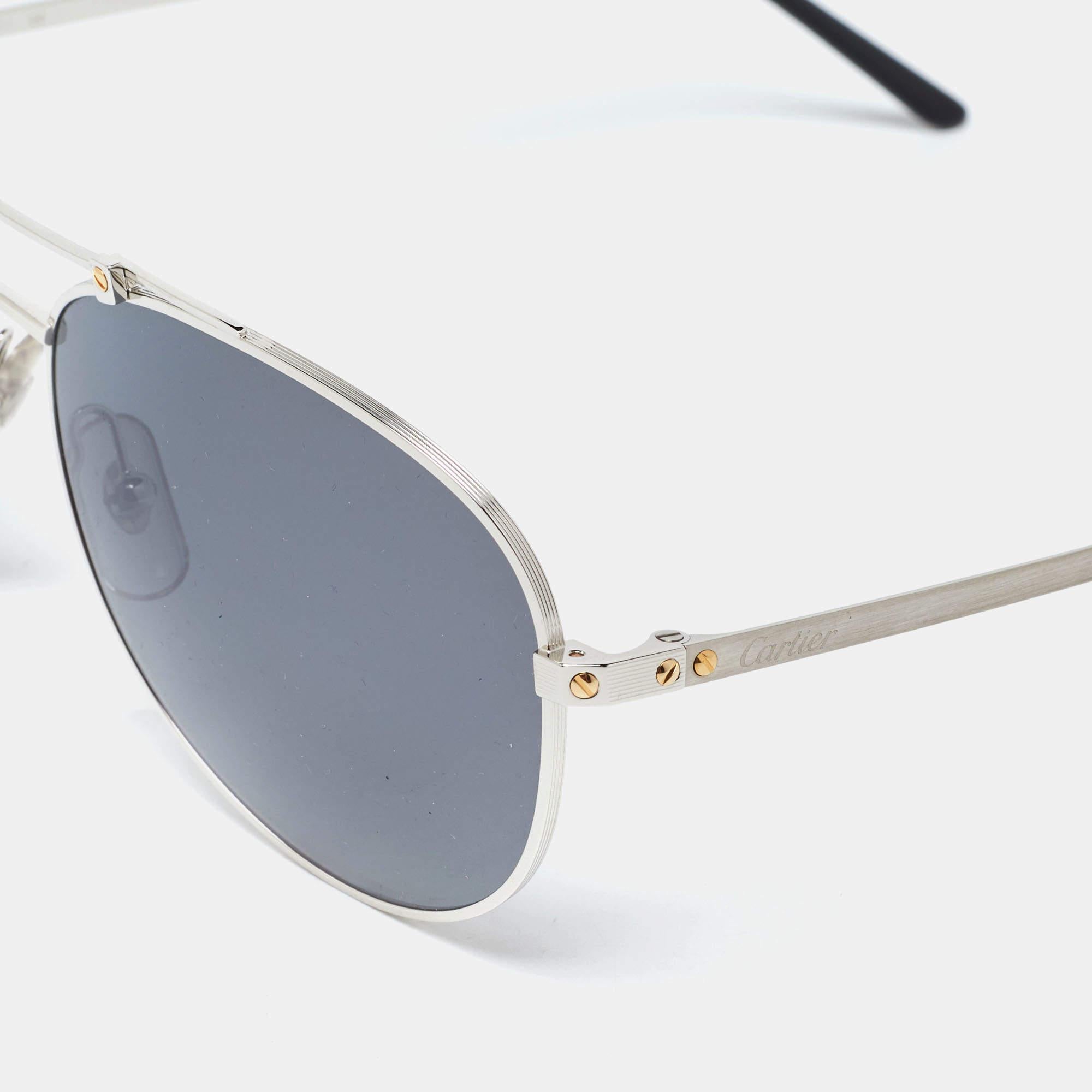 Cartier Two Tone/Grey CT0083S Pilot Sunglasses In Excellent Condition In Dubai, Al Qouz 2