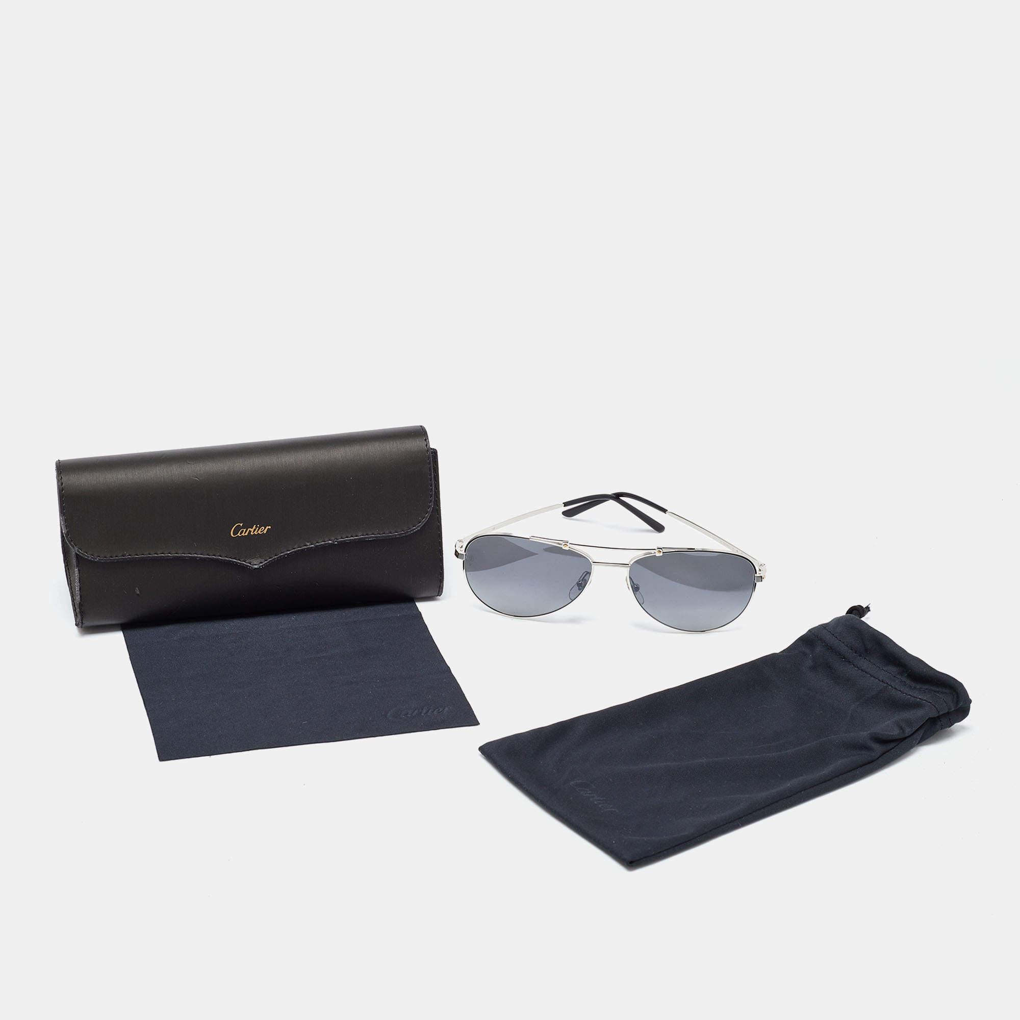 Men's Cartier Two Tone/Grey CT0083S Pilot Sunglasses