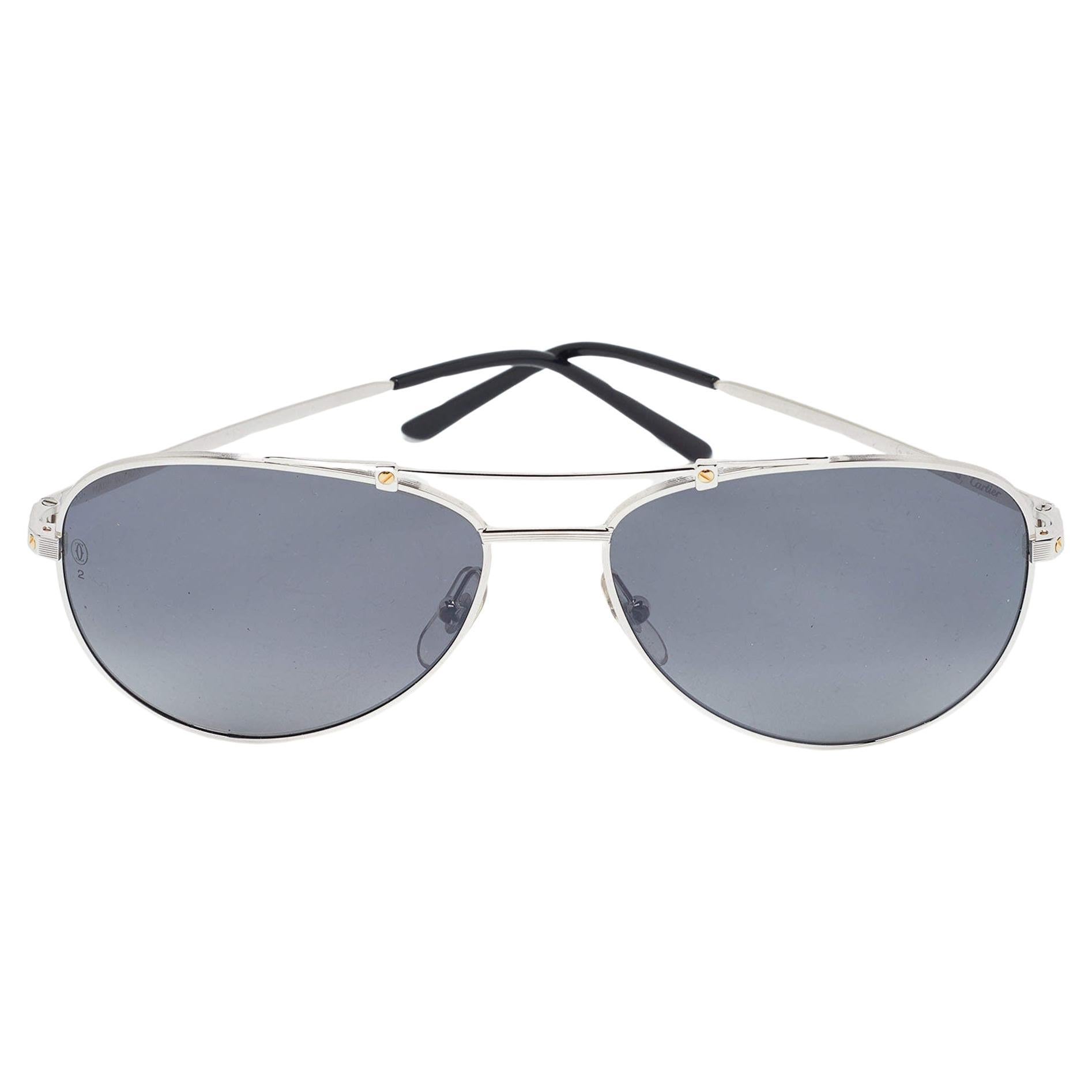Cartier Two Tone/Grey CT0083S Pilot Sunglasses