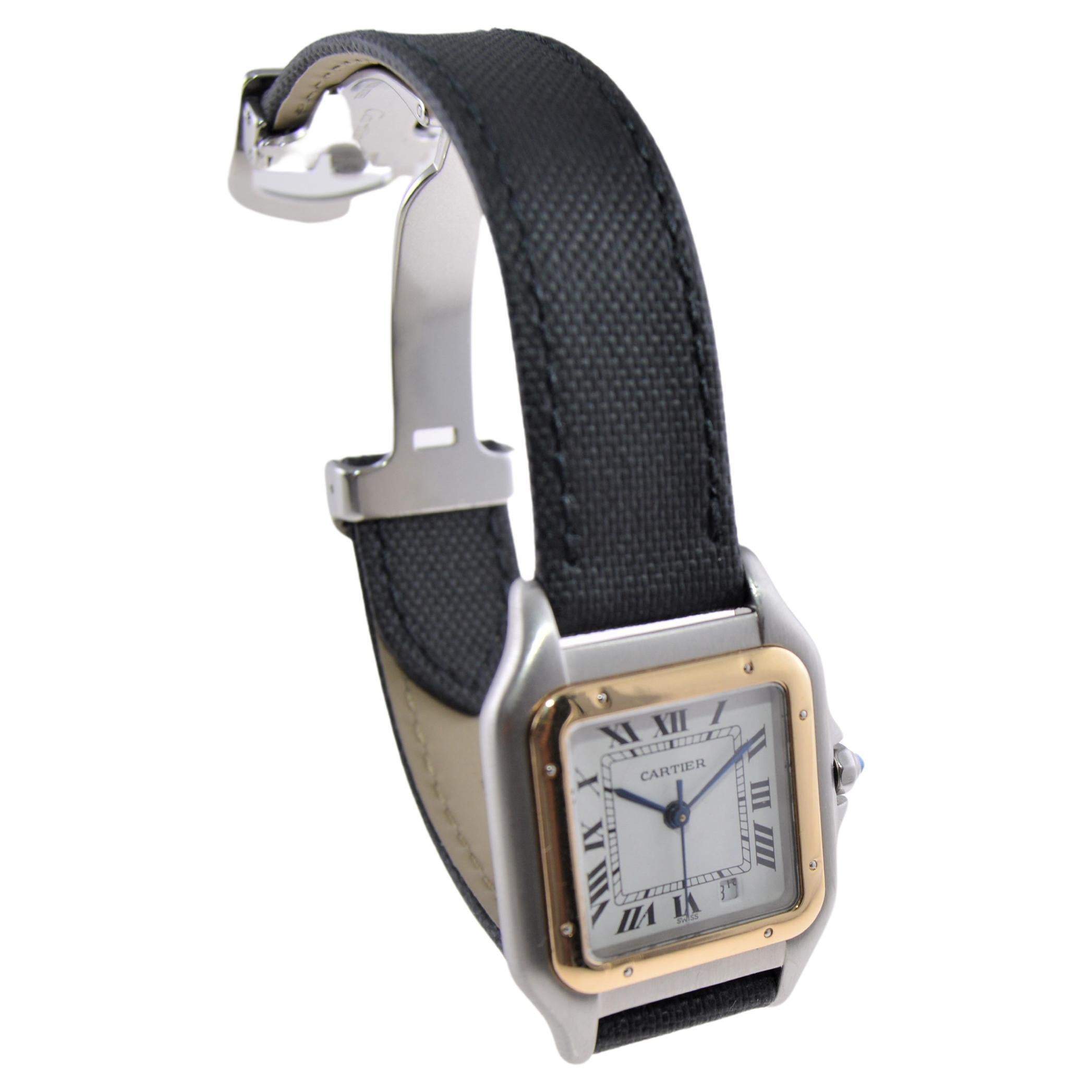 Cartier Two Tone Steel and 18Kt. Gold Panthere Strap Watch with Cartier Buckle 2
