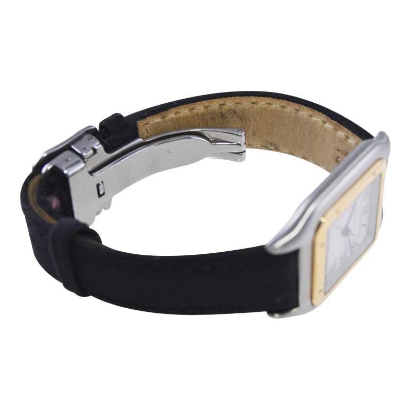 Cartier Two Tone Steel and 18Kt. Gold Panthere Strap Watch with Cartier Buckle For Sale 5
