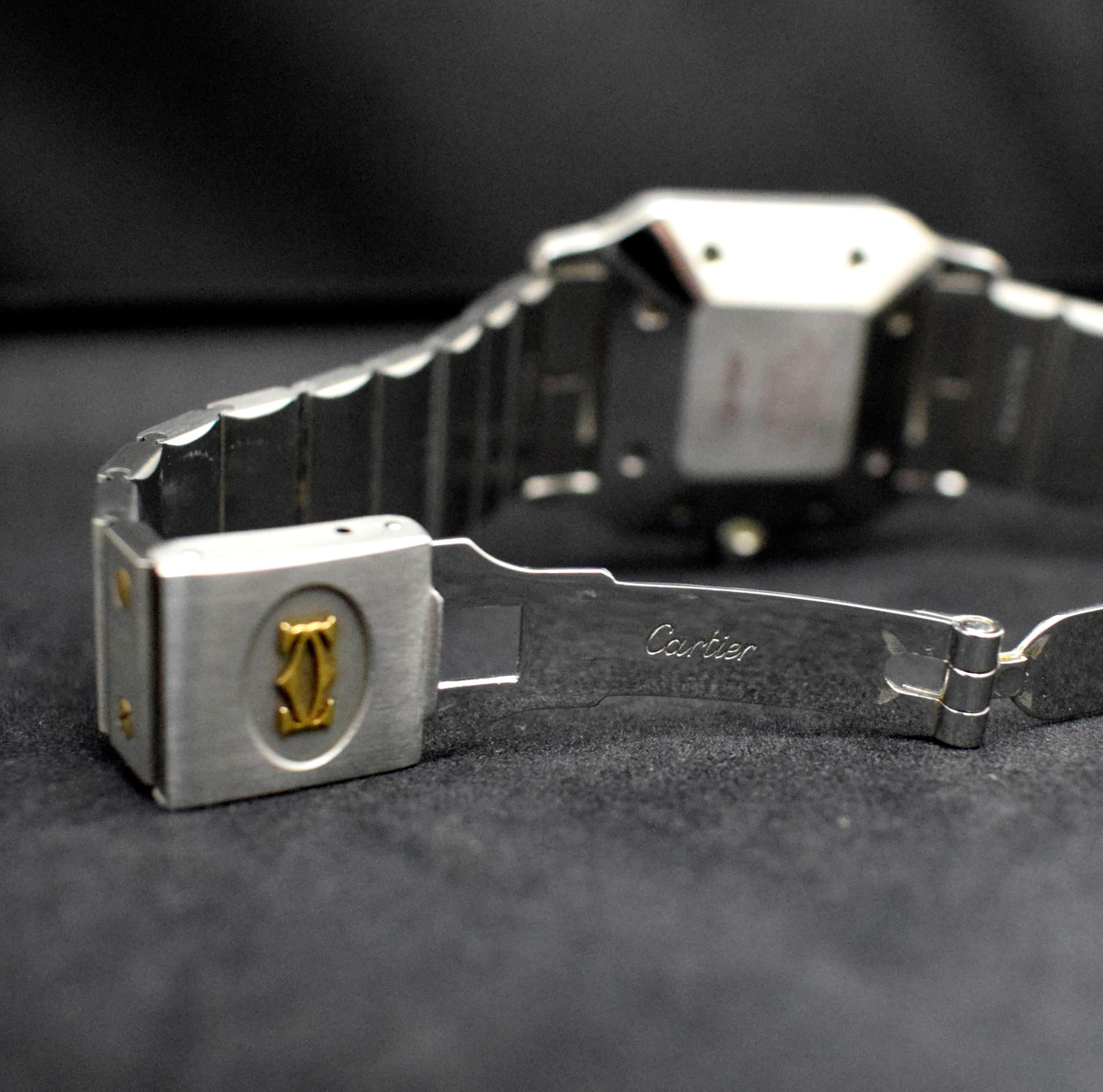 Cartier Two-Tone Yellow Gold & Stainless Steel Santos Grey Ghost Auto., 1980s In Good Condition In Central & Western District, HK