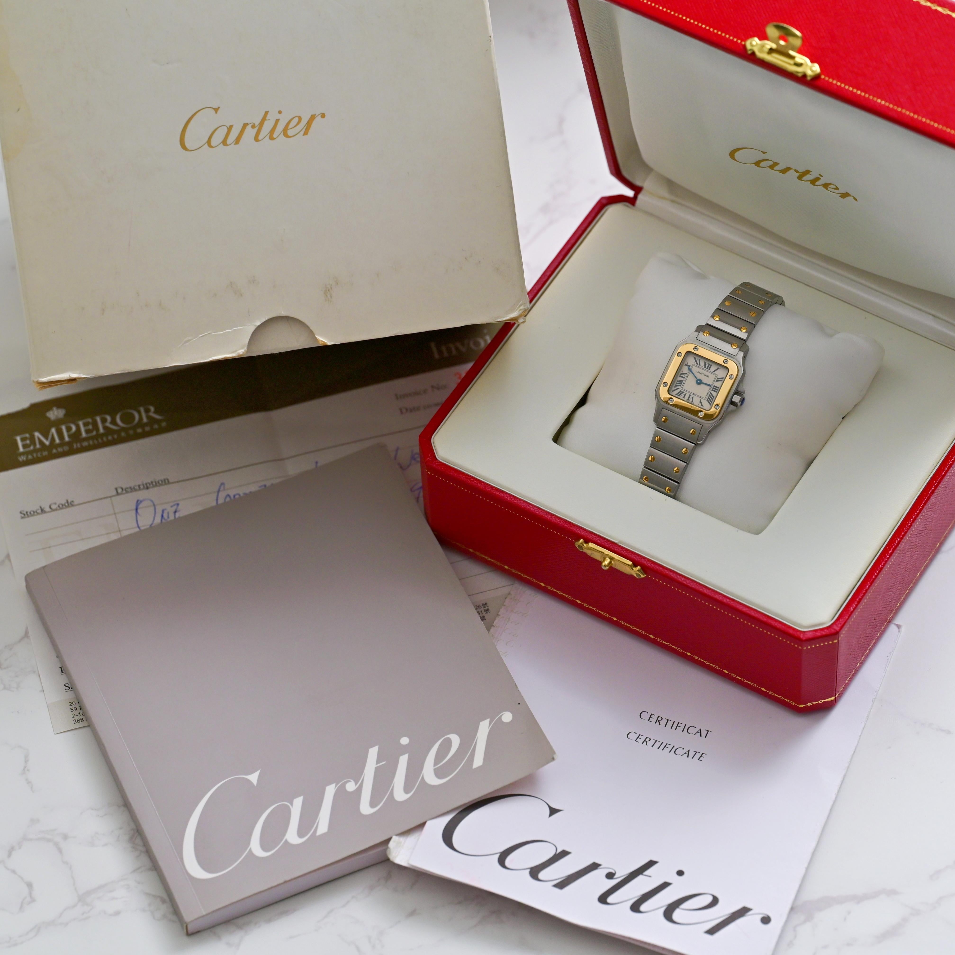 Brand: Cartier
Model: Santos Galbée 1566
Year: 1990-2000’s
Serial Number: 45xxxxxx

Reference: C04?

Case: Large 29 x 41mm Stainless Steel & 18K Yellow Gold Case; Show sign of wear with slight polish from previous; Cartier model and serial numbers