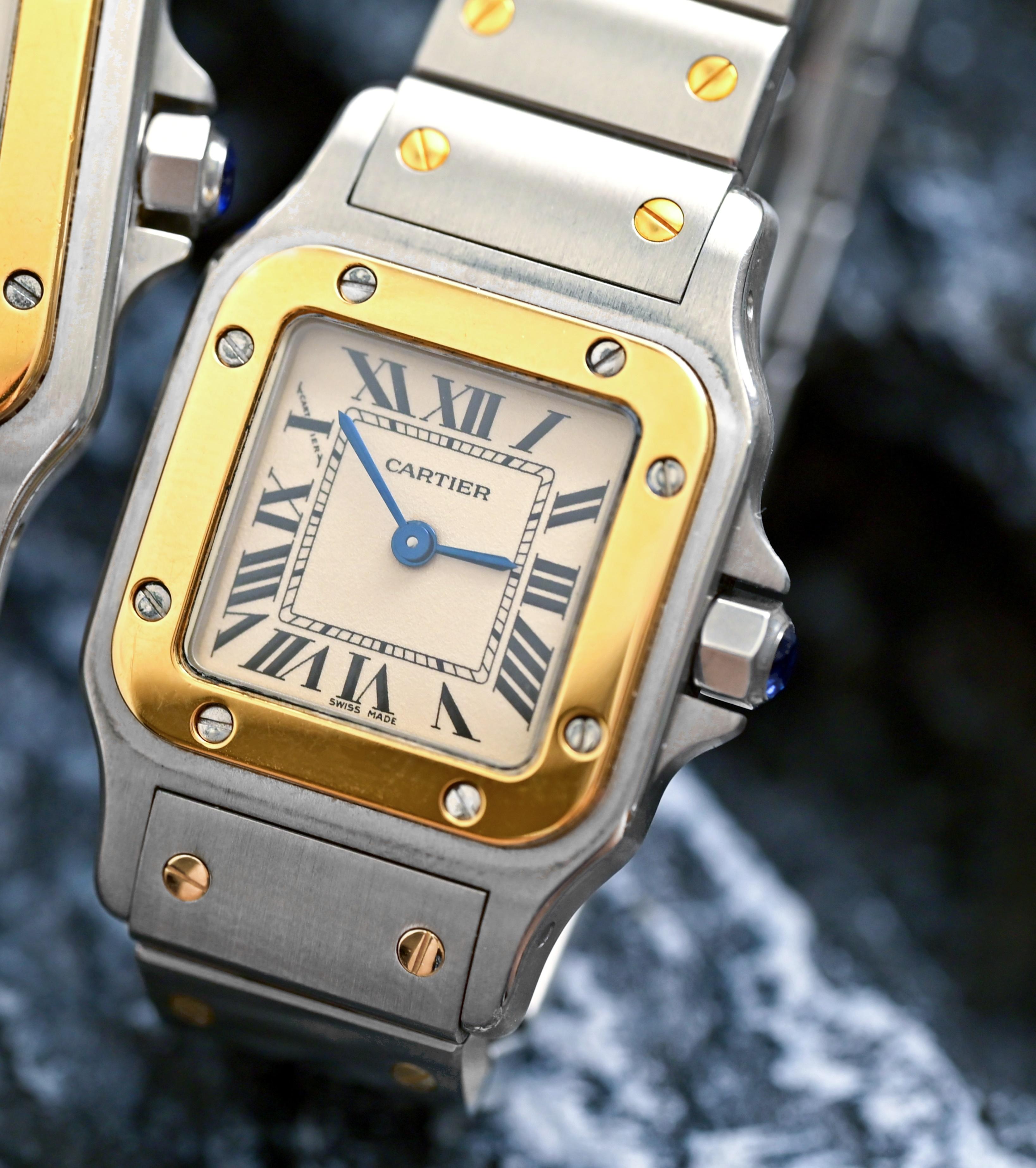 Cartier Two-Tones Santos Date Quartz Galbee Quartz 1566, 1990-2000's In Good Condition For Sale In Central & Western District, HK