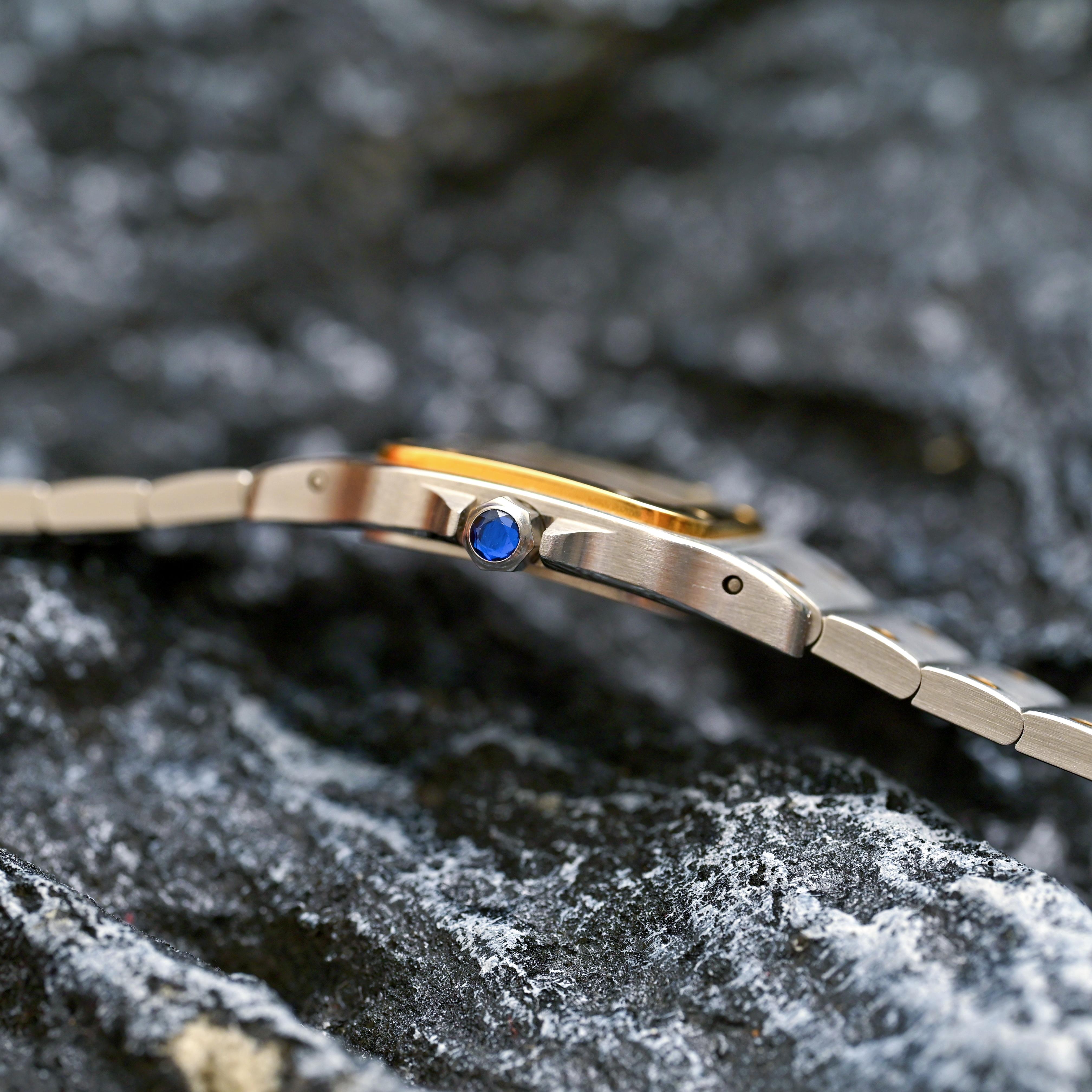 Cartier Two-Tones Santos Date Quartz Galbee Quartz 1566, 1990-2000's For Sale 1