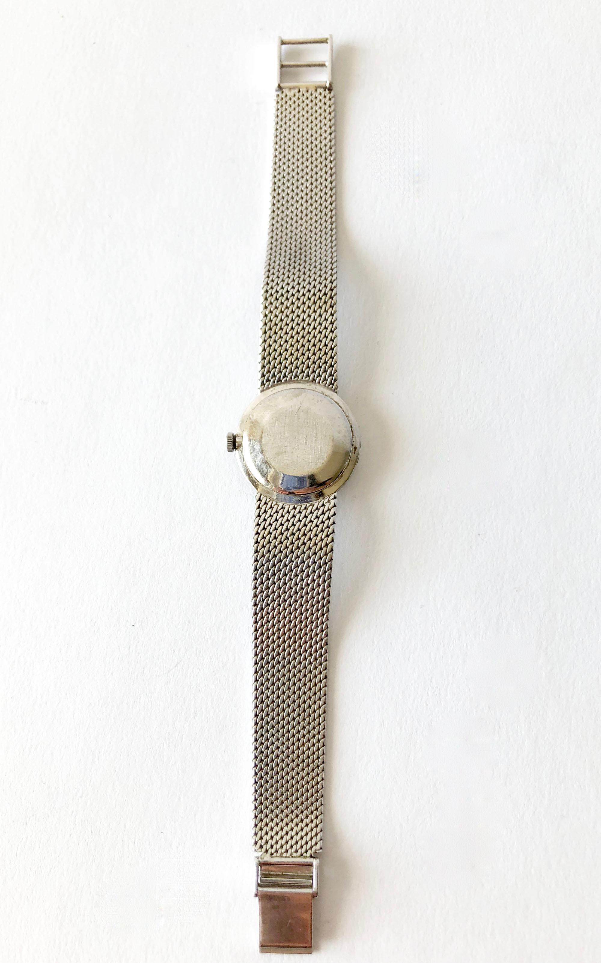 Women's Cartier Universal Geneve 18 Karat White Gold Diamond Ladies Swiss Wristwatch For Sale