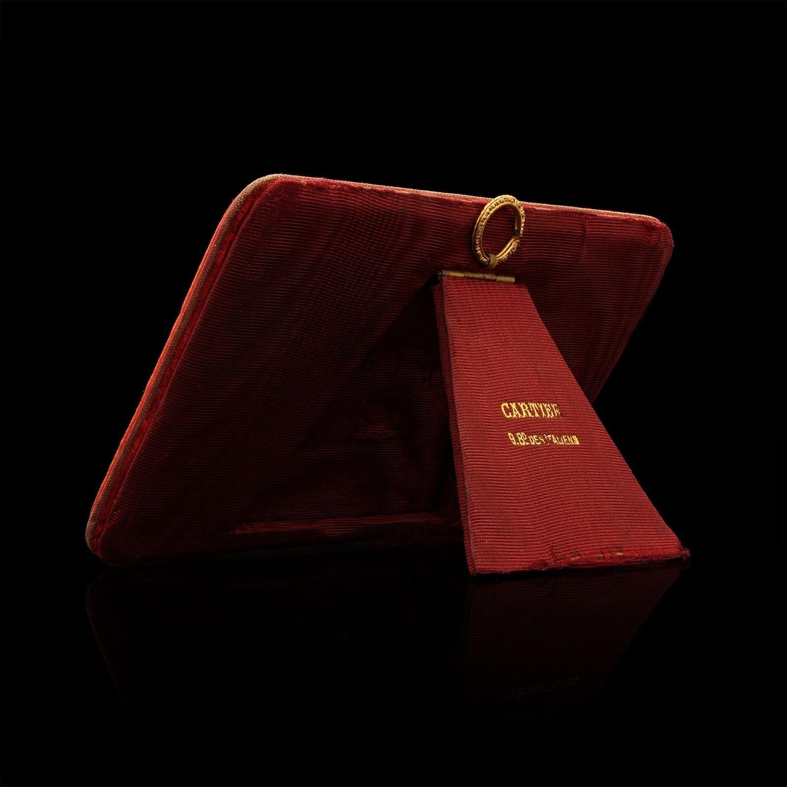 Women's or Men's Cartier Unusual Pair of Hardstone Cameos in Red Velvet Frame Circa 1870s For Sale