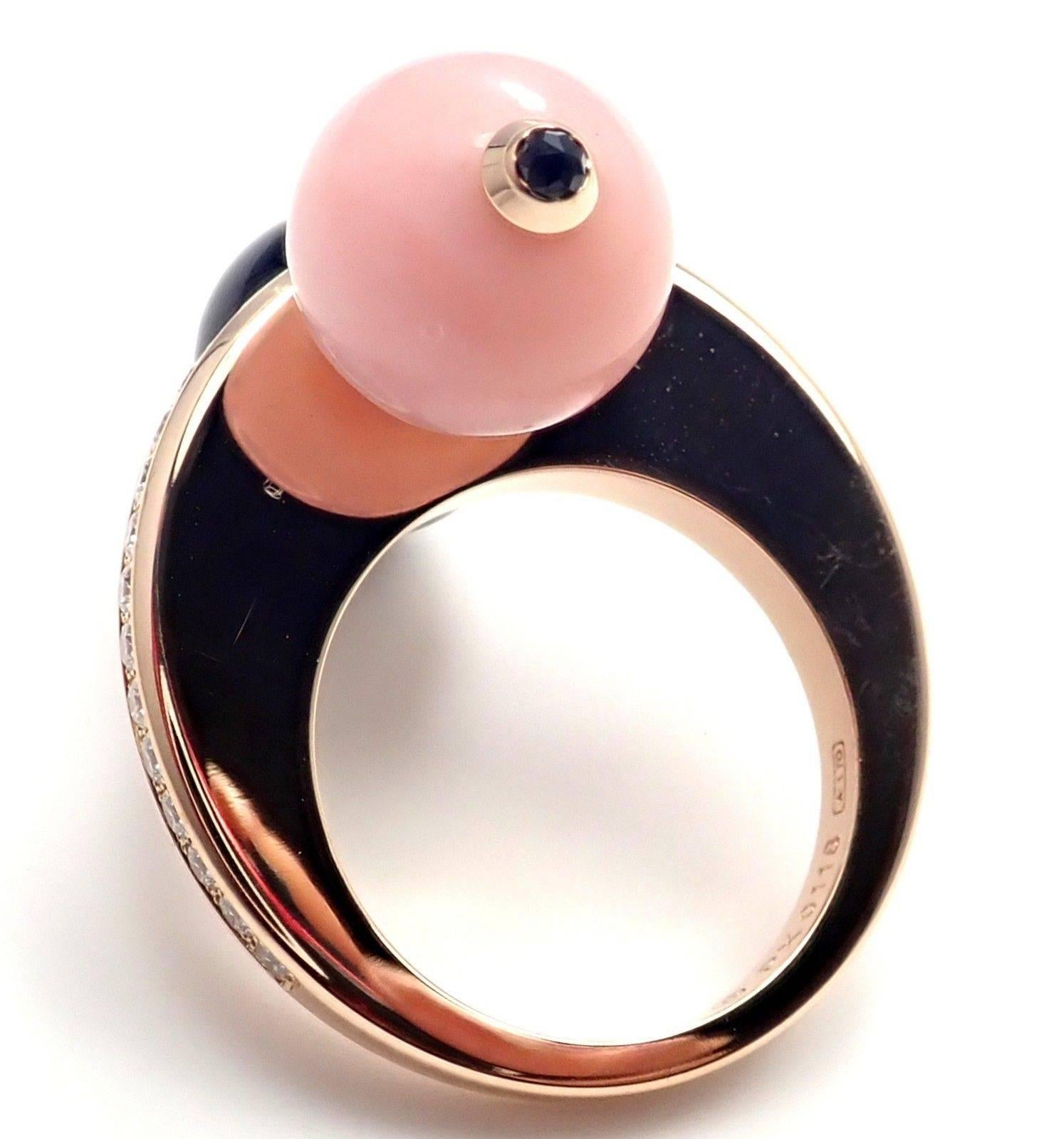 Cartier Évasions Joaillières Diamond Pink Opal Black Onyx Rose Gold Ring 3