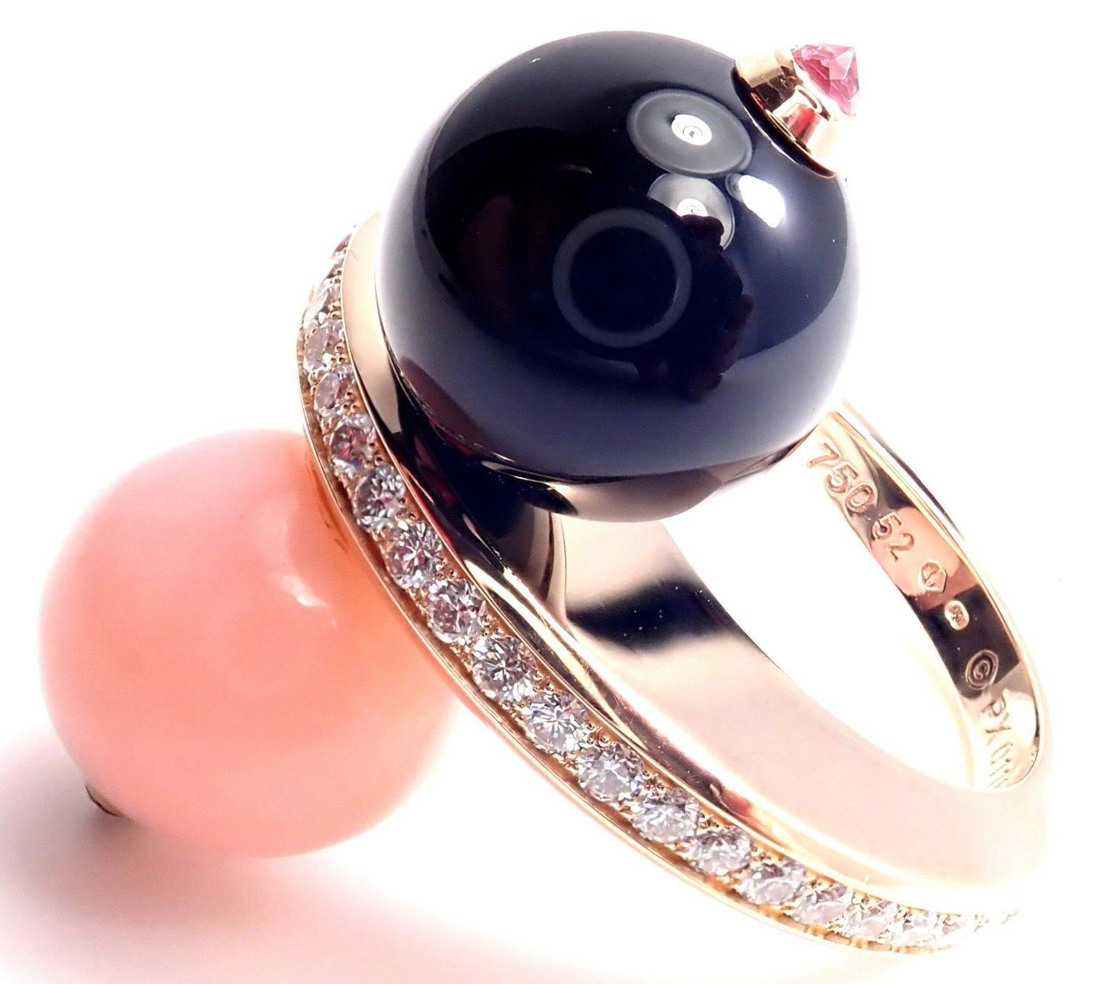 Cartier Évasions Joaillières Diamond Pink Opal Black Onyx Rose Gold Ring 4