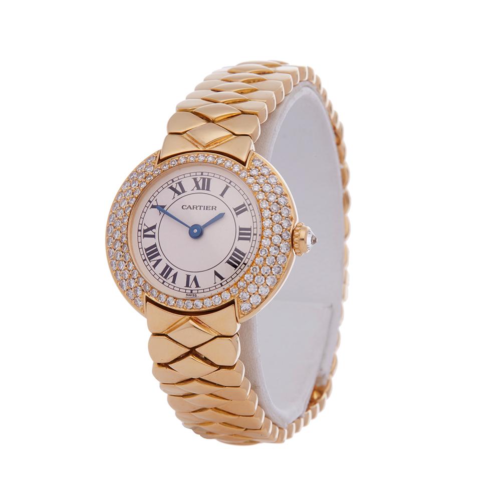 Ref: COM1888
Manufacturer: Cartier
Model: Vendome
Model Ref: 1292
Age: Circa 1990's
Gender: Ladies
Complete With: Presentation Box
Dial: White Roman 
Glass: Sapphire Crystal
Movement: Quartz
Water Resistance: Not Recommended for Use in Water
Case: