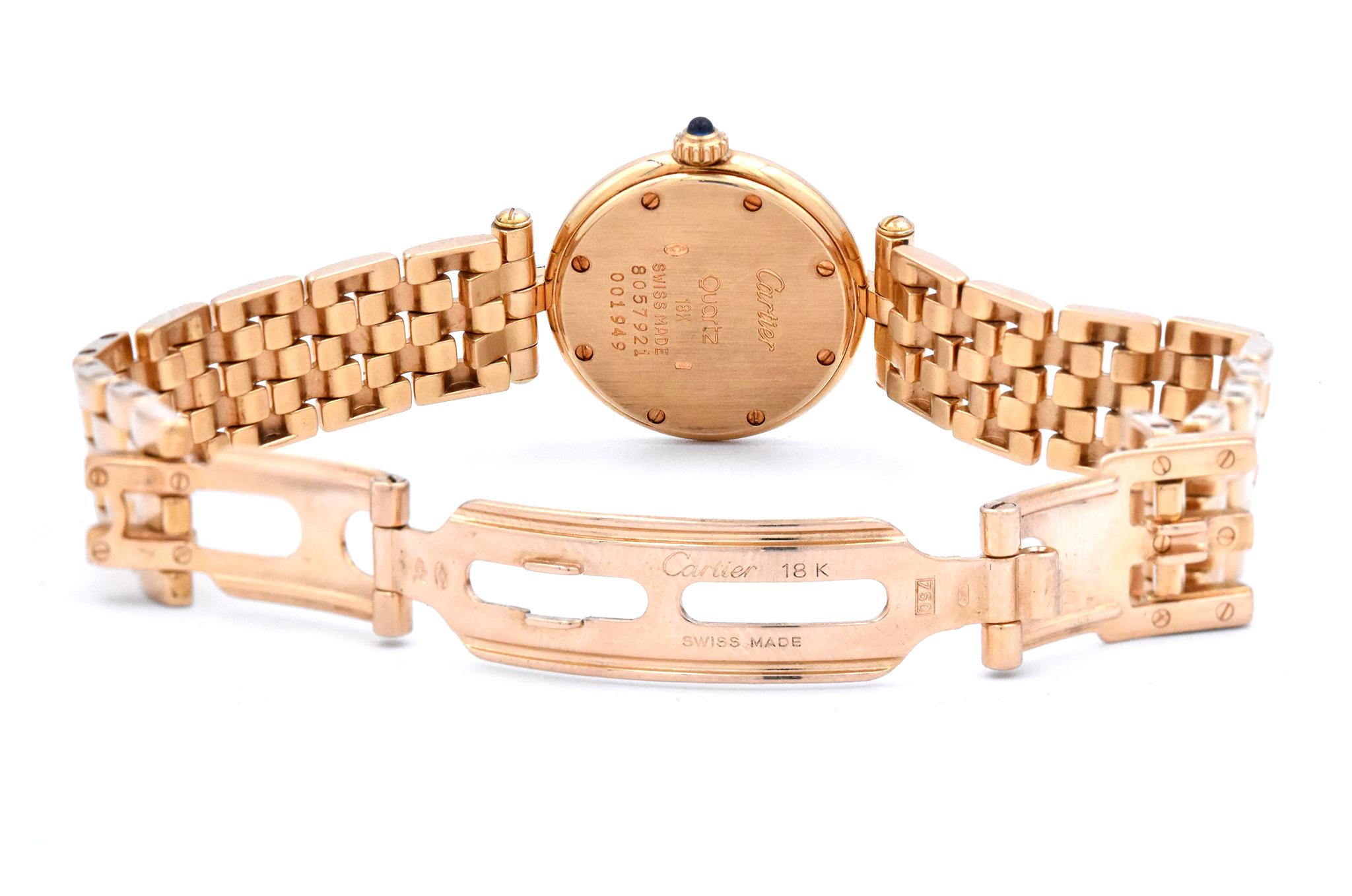 Women's or Men's Cartier Vendome 18 Karat Yellow Gold Wristwatch Ref. 001949