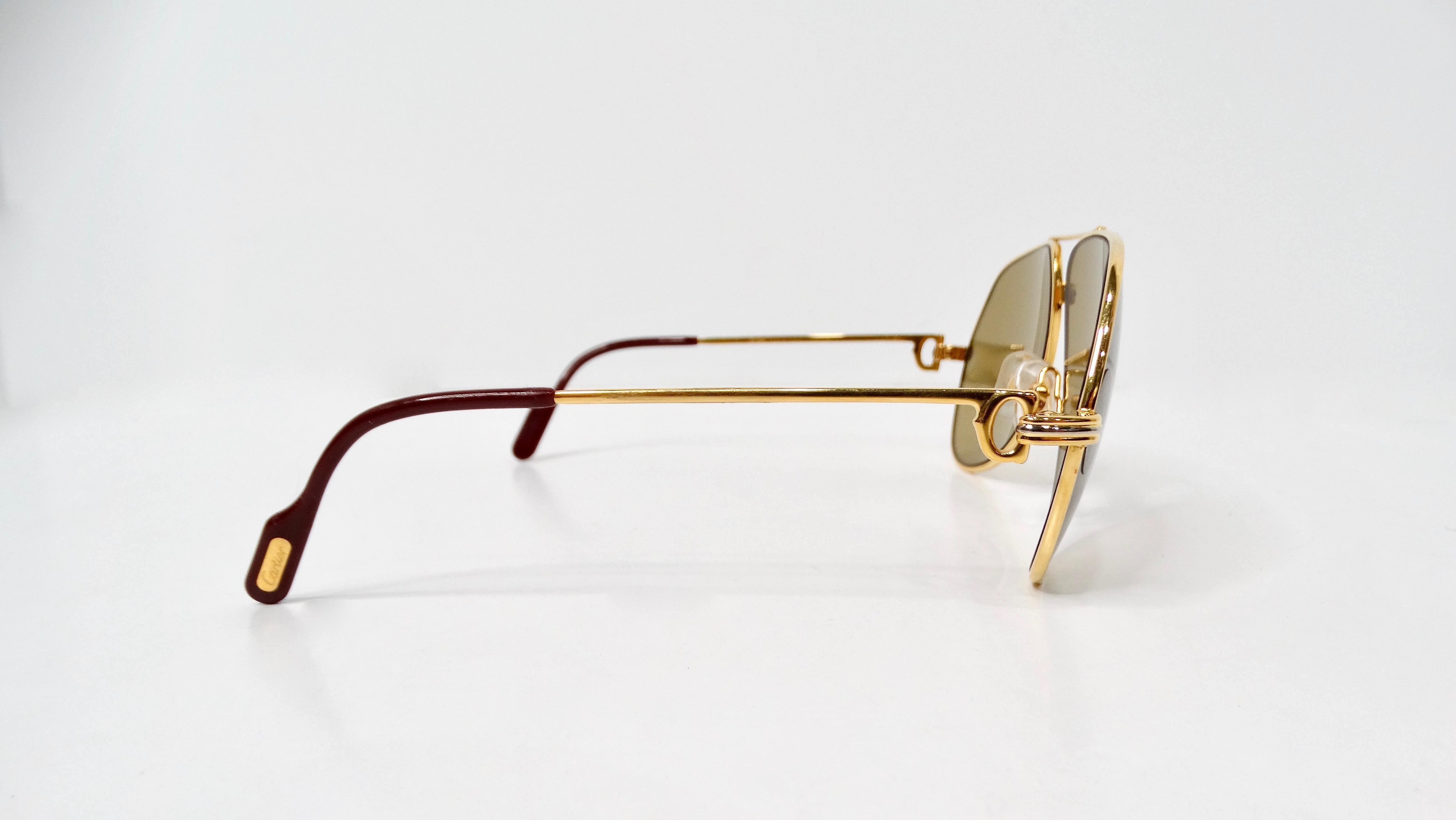 Lunettes de soleil Cartier Vendome 1980s Louis Aviator Gold & Silver Tone Bon état - En vente à Scottsdale, AZ