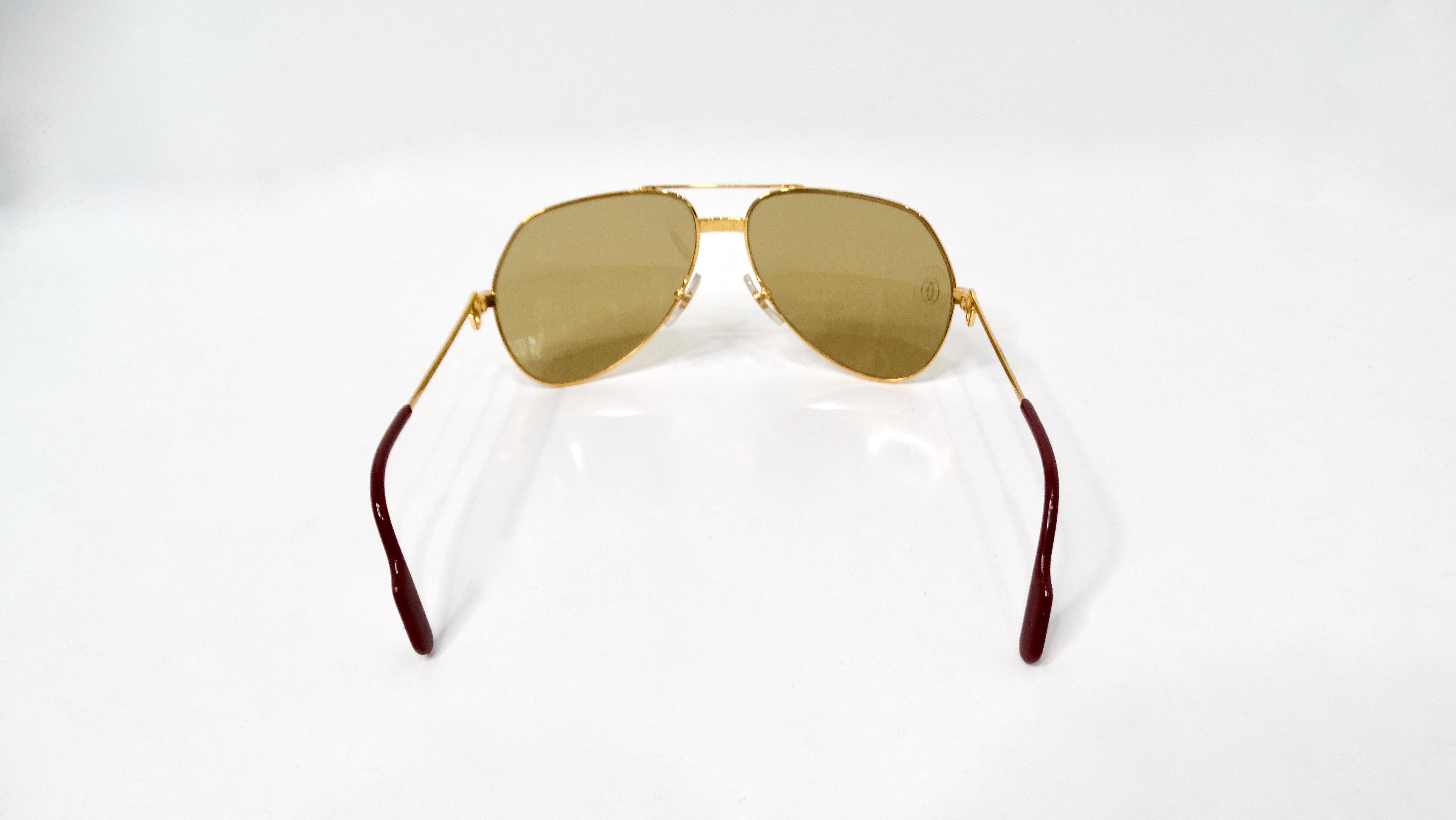 Lunettes de soleil Cartier Vendome 1980s Louis Aviator Gold & Silver Tone Unisexe en vente