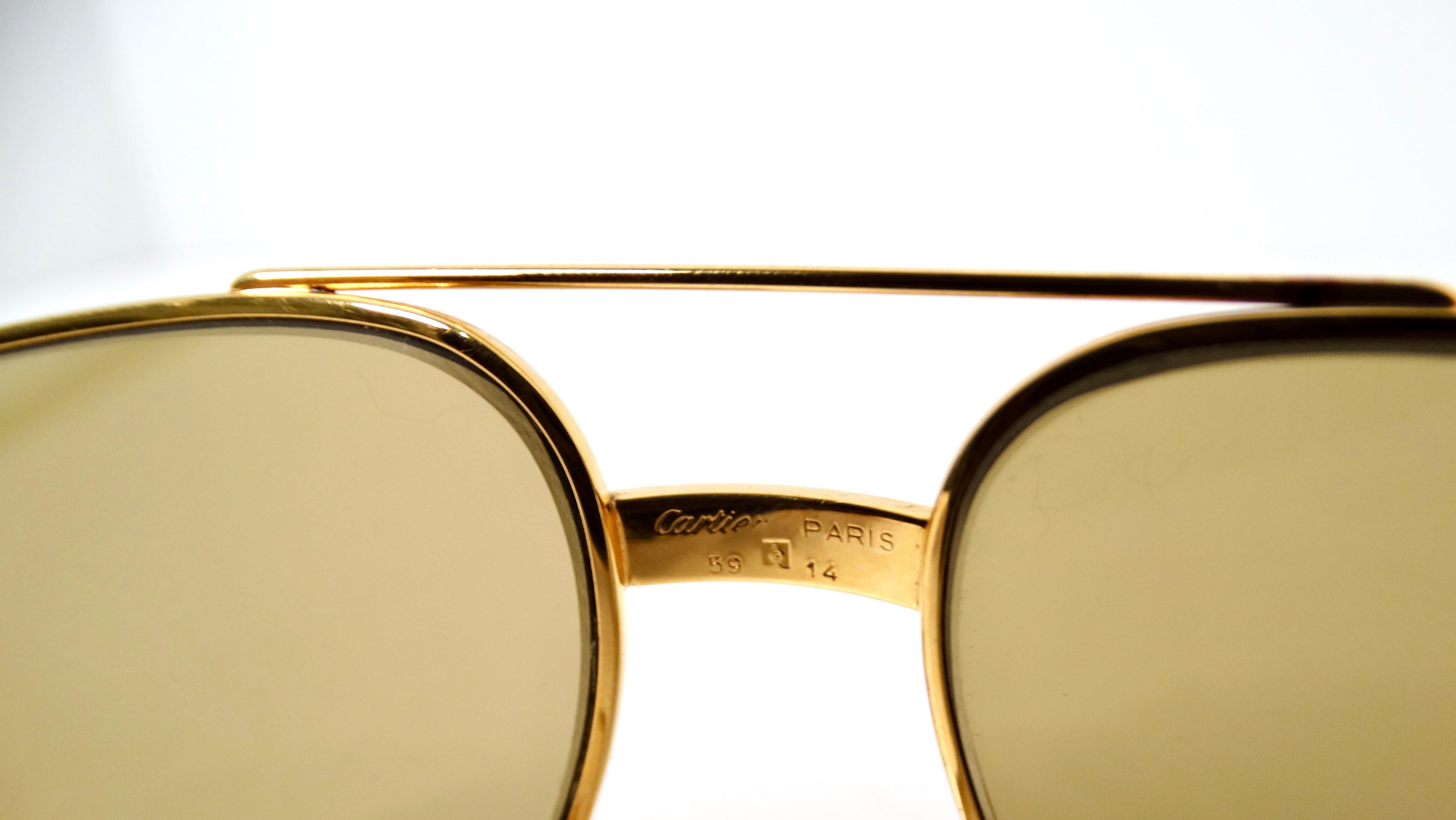Lunettes de soleil Cartier Vendome 1980s Louis Aviator Gold & Silver Tone en vente 1