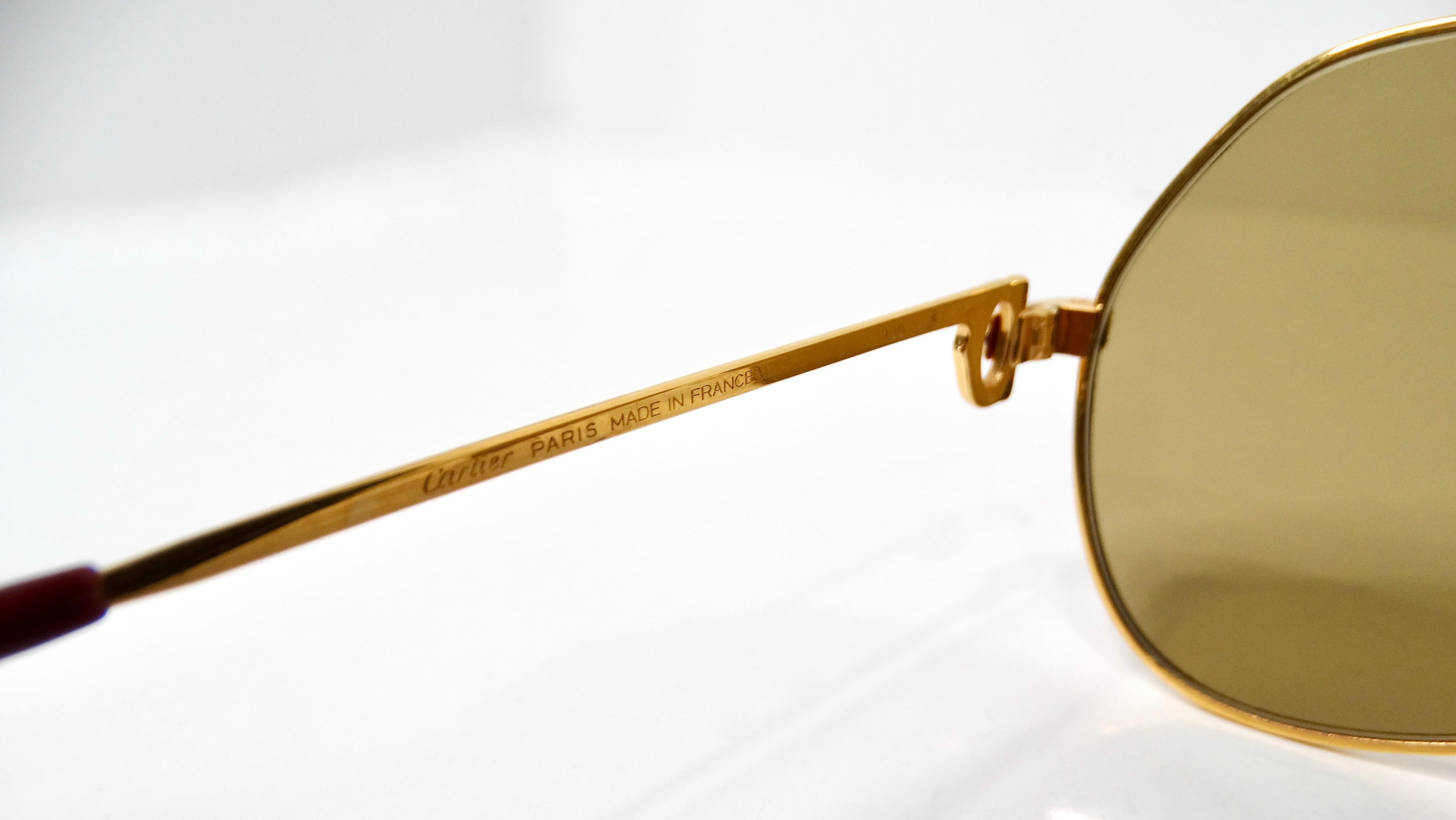 Lunettes de soleil Cartier Vendome 1980s Louis Aviator Gold & Silver Tone en vente 2