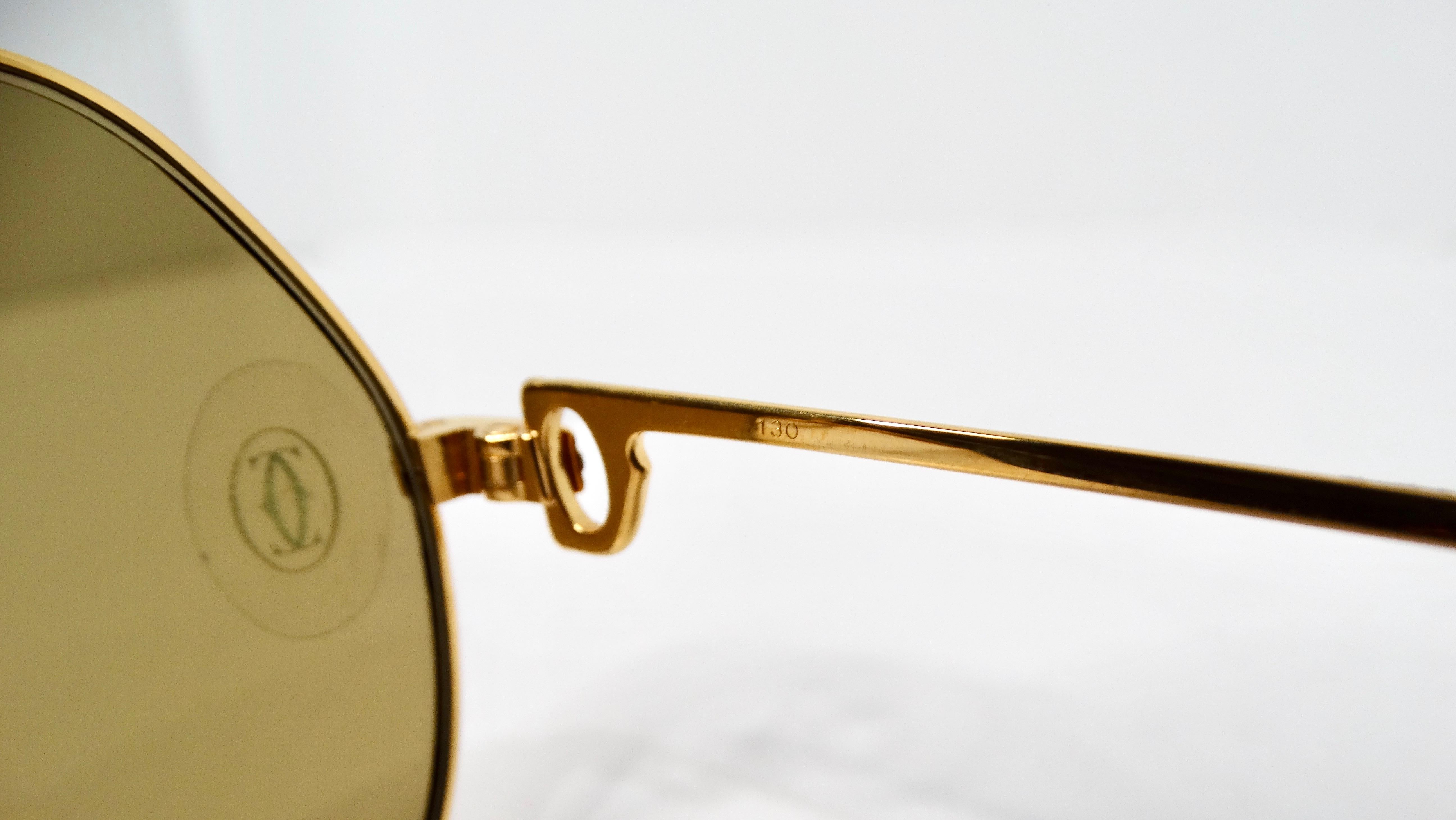 Lunettes de soleil Cartier Vendome 1980s Louis Aviator Gold & Silver Tone en vente 3