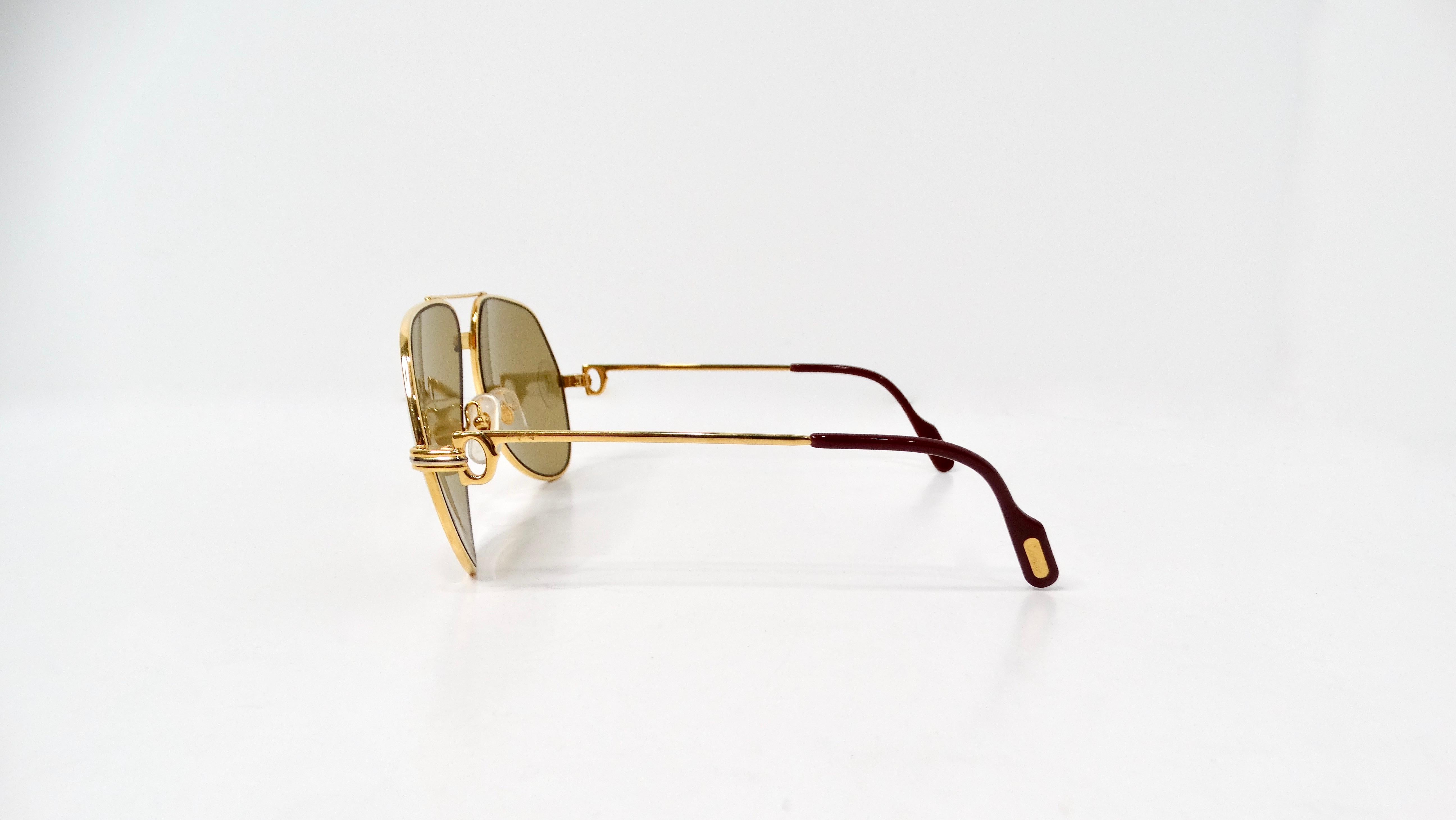 Lunettes de soleil Cartier Vendome 1980s Louis Aviator Gold & Silver Tone en vente 4
