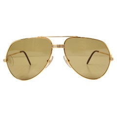 Gafas de sol Cartier Vendome años 80 Louis Aviator doradas y plateadas