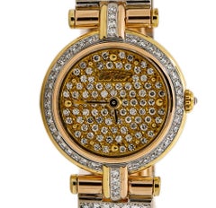 Cartier Vendome 66029 18k Factory Diamond Tricolor Round Quartz Ladies 21mm