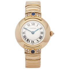 Cartier Vendome 878999 Ladies Yellow Gold Paris Mecanique Diamond Watch