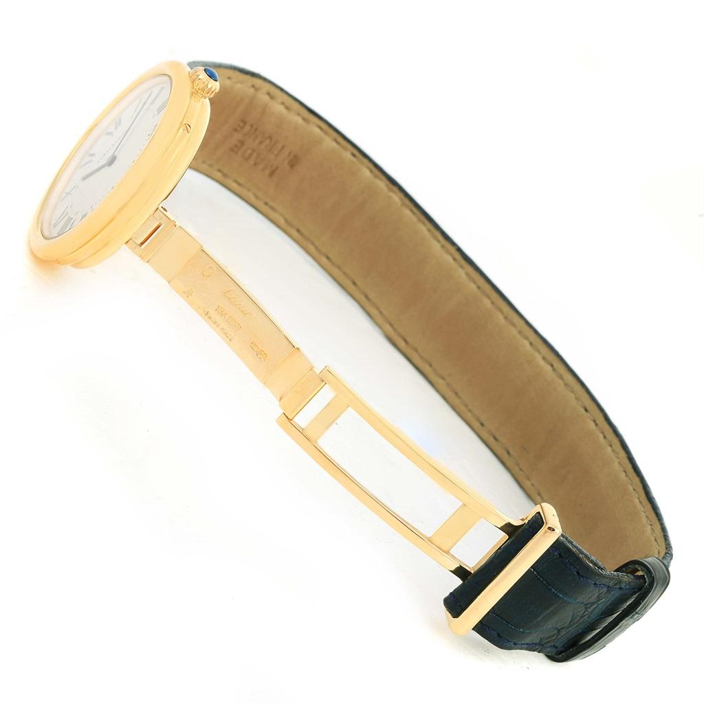 Cartier Vendome BiPlan 18 Karat Yellow Gold Blue Strap Watch W1514457 For Sale 5