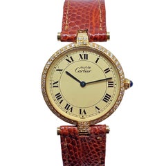 Cartier Vendome Diamond Set Large Vermeil Quartz Wristwatch