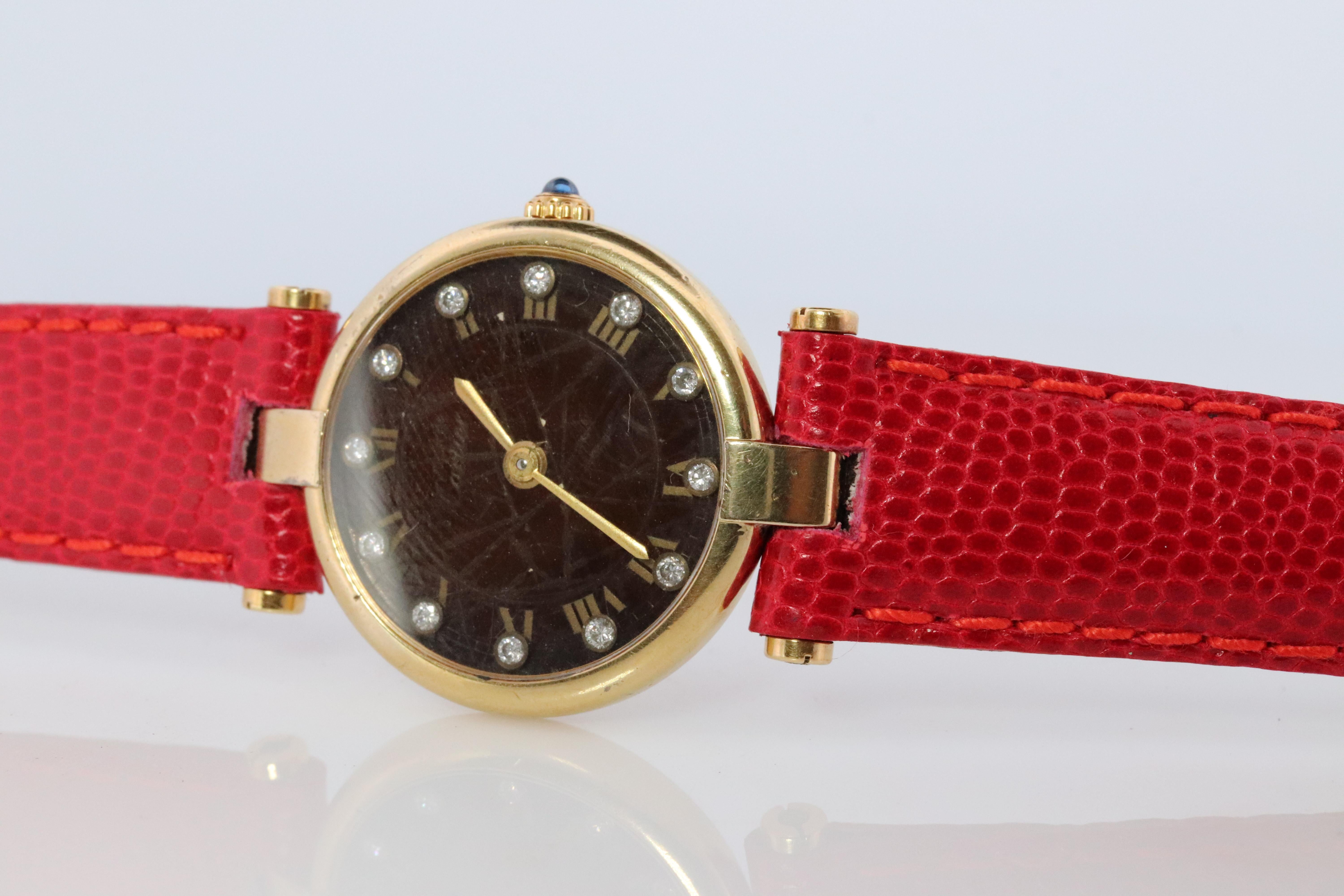 Reloj Cartier Vendome DIAMANTE. Must de Cartier Redondo ARGENT 925 Vermeil Cuarzo en Bueno estado para la venta en Port Charlotte, FL