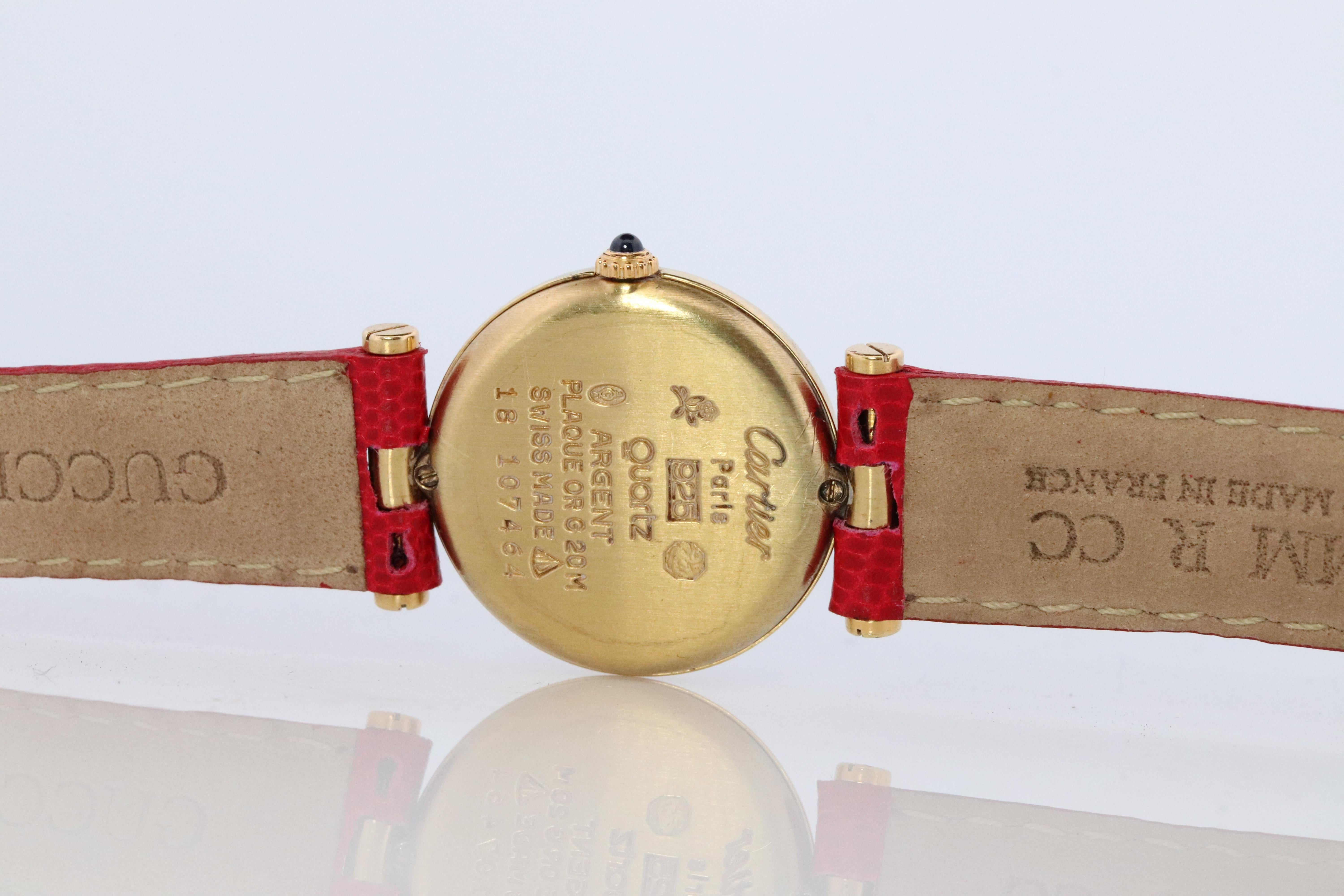 Reloj Cartier Vendome DIAMANTE. Must de Cartier Redondo ARGENT 925 Vermeil Cuarzo en venta 3