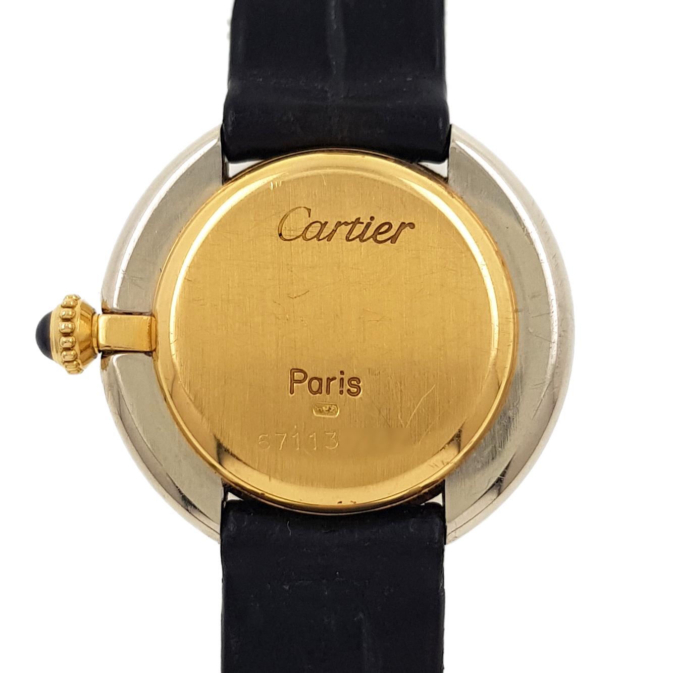 Cartier Montre Vendome Ellipse Gondole Paris avec cadran en or jaune et blanc 18 carats, 67113, 1977 en vente 2