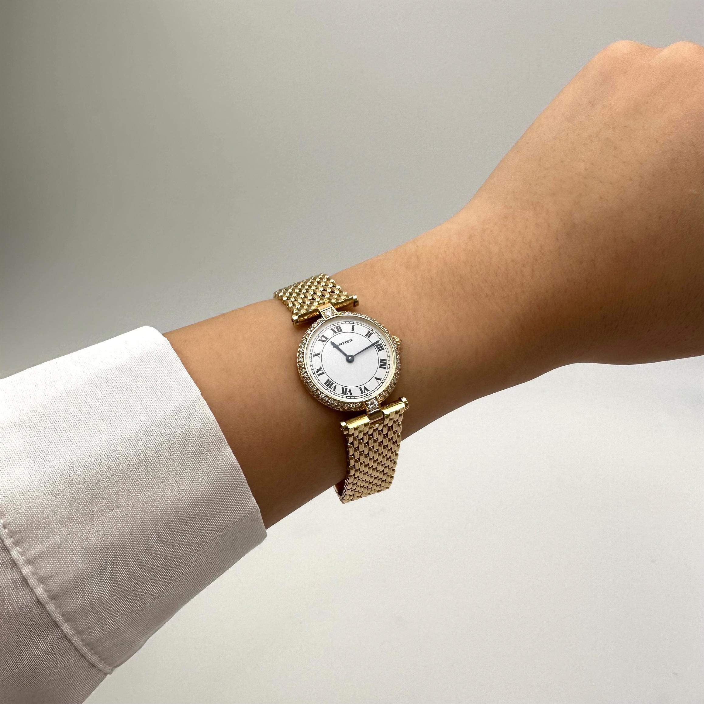 Round Cut Cartier 'Vendome' Gold and Diamond Watch, Ref. 834501A6